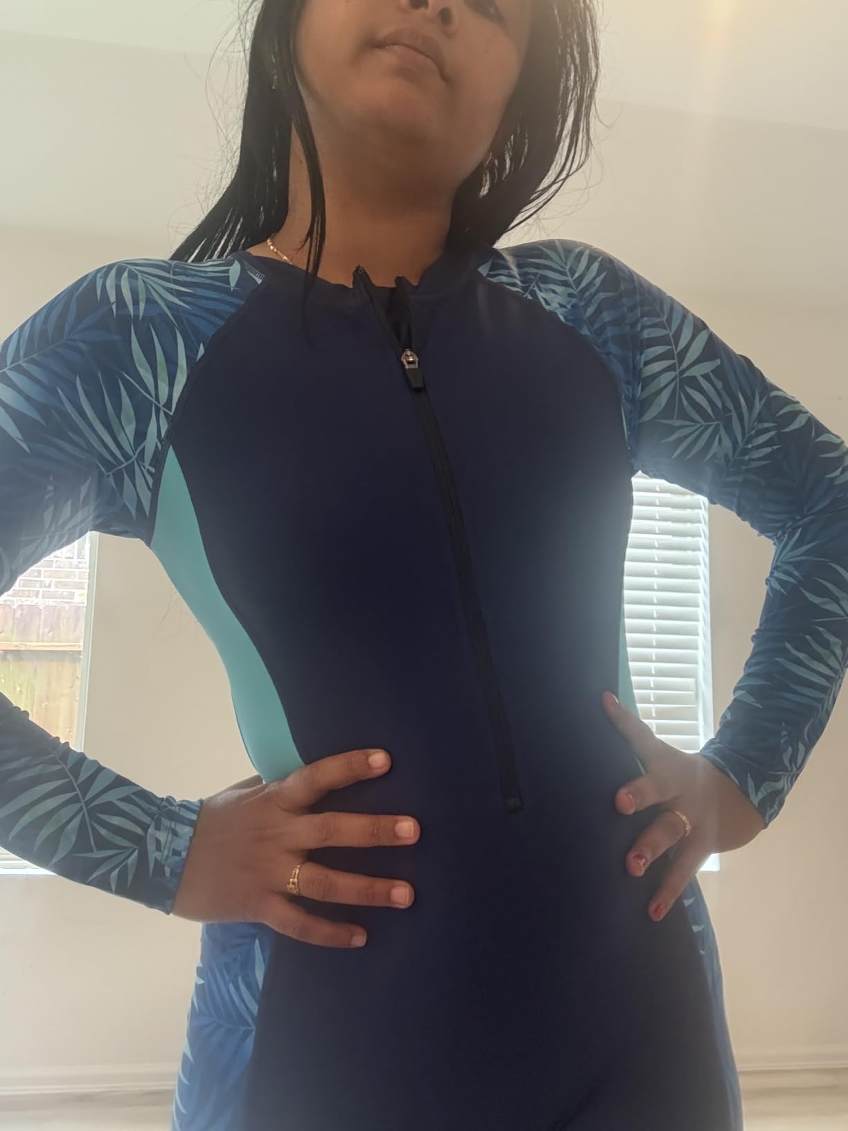Women Zip Front Full Body Rash Guard with Built in Bra Swimsuits | UPF50+, SPF Sun Protection, 1 Piece Bathing Suits with Bra, Long Sleeve Long Pants, Quick Dry, Surfing, Diving, Snorkeling customer photo 1