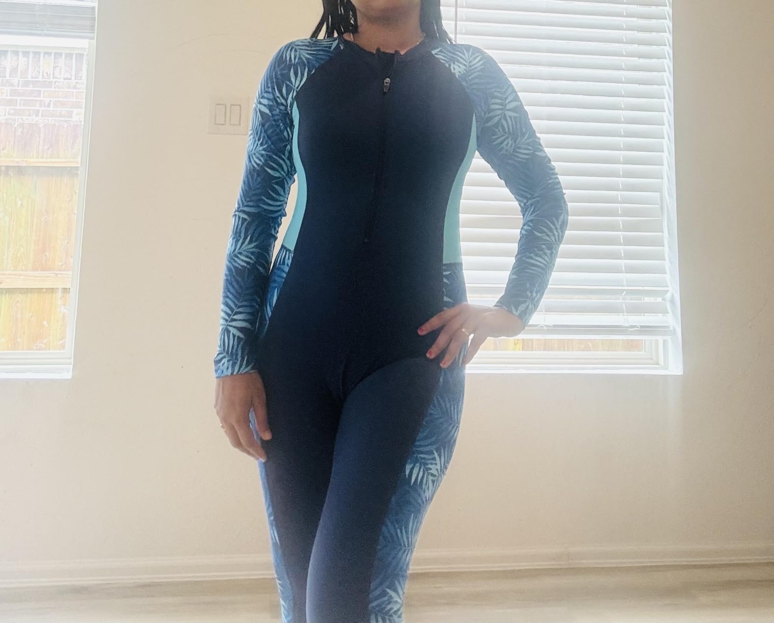 Women Zip Front Full Body Rash Guard with Built in Bra Swimsuits | UPF50+, SPF Sun Protection, 1 Piece Bathing Suits with Bra, Long Sleeve Long Pants, Quick Dry, Surfing, Diving, Snorkeling customer photo 2