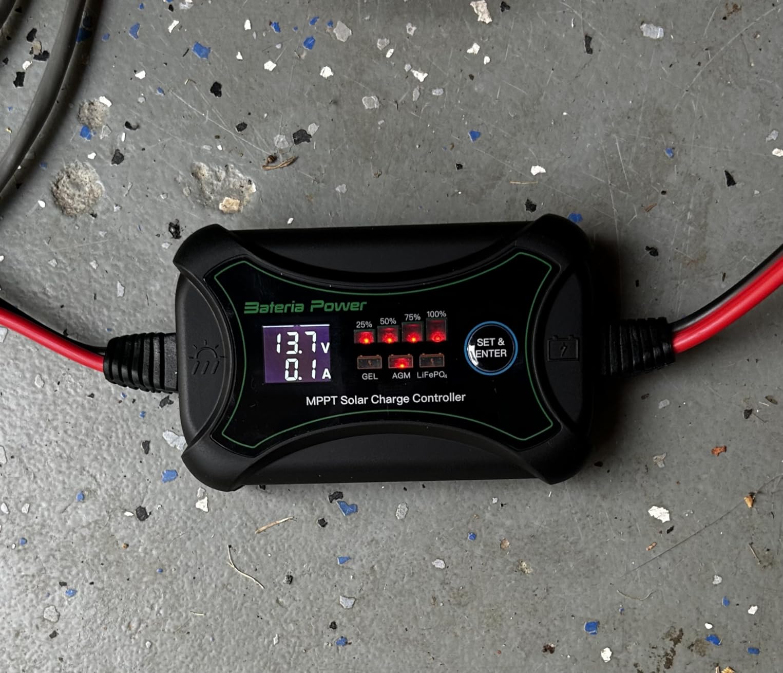 10Amp 12 Volt MPPT Solar Charge Controller, Bateria Power Intelligent Portable Solar Panel Controller, Max PV 150W 30Voc Solar Regulator for Gel AGM Lead-Acid, Lithium LiFePO4 Battery (SunRock 10) customer photo 1