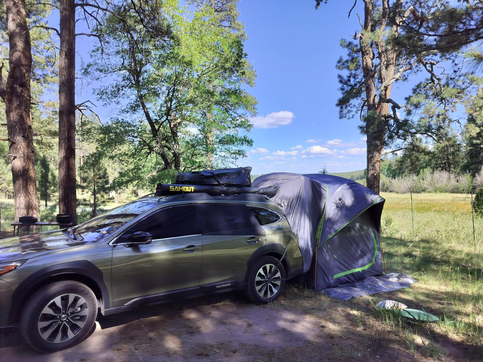 JOYTUTUS SUV Tent for Camping with Rainfly, Double Door Design Car Tent with Aluminum Poles, SUV Tailgate Tent with Waterproof PU2000mm Double Layer for 4-8 Person, Orange customer photo 2
