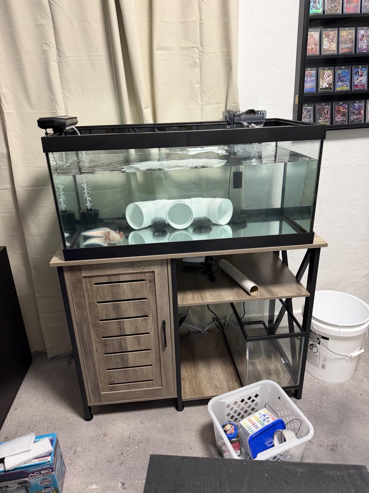 Herture 40-50 Gallon Fish Tank Stand, Aquarium Stand with Cabinet Accessories Storage, Heavy Duty Metal Frame, 40.55