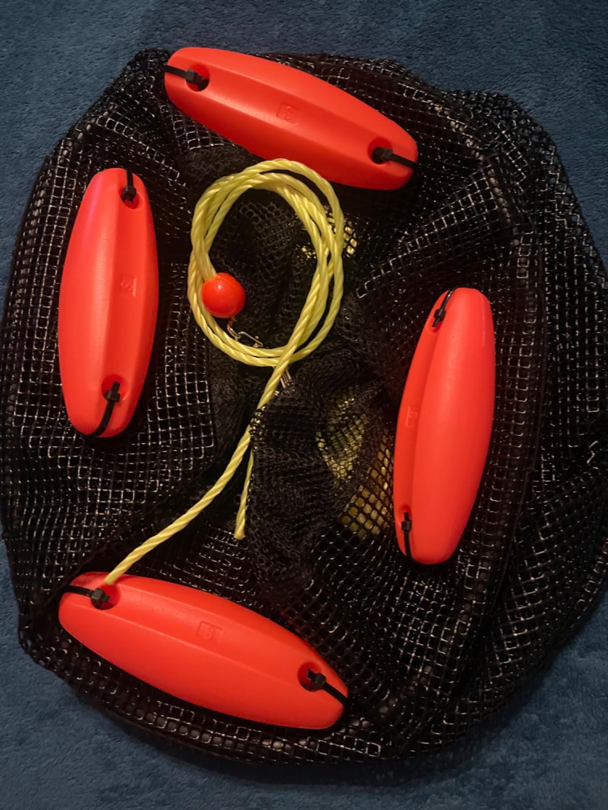 Extra Large Foldable Floating Fishing Basket for Live Caught Fish, Heavy Duty Coated Mesh Bait Pen, Collapsible Mesh Fishing Basket customer photo 2