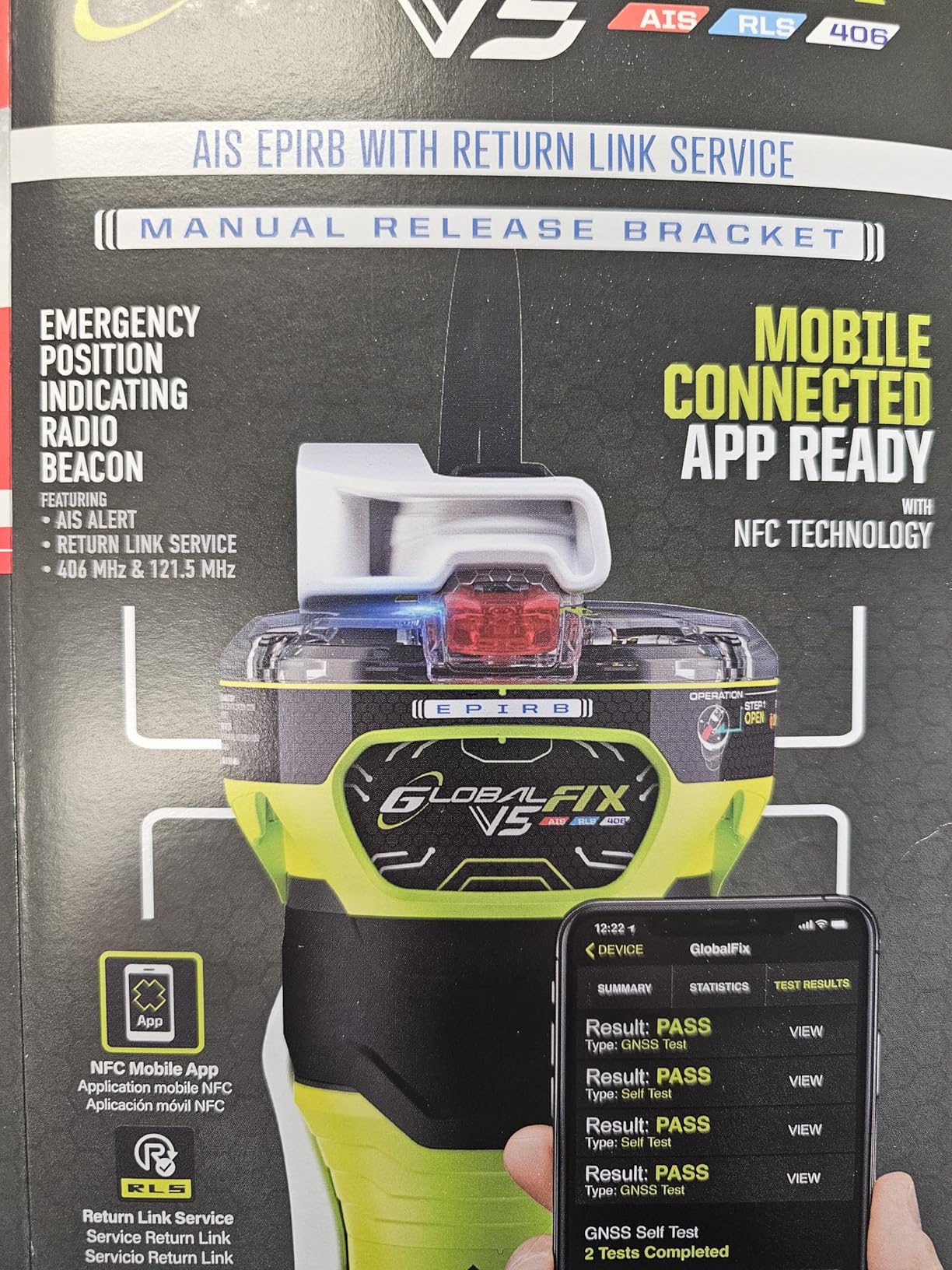 ACR GLOBALFIX V5 AIS EPIRB - SOS, GPS, Global Coverage, Return Link Service & Mobile App - CAT 2 Manual Release Bracket (2852) customer photo 1