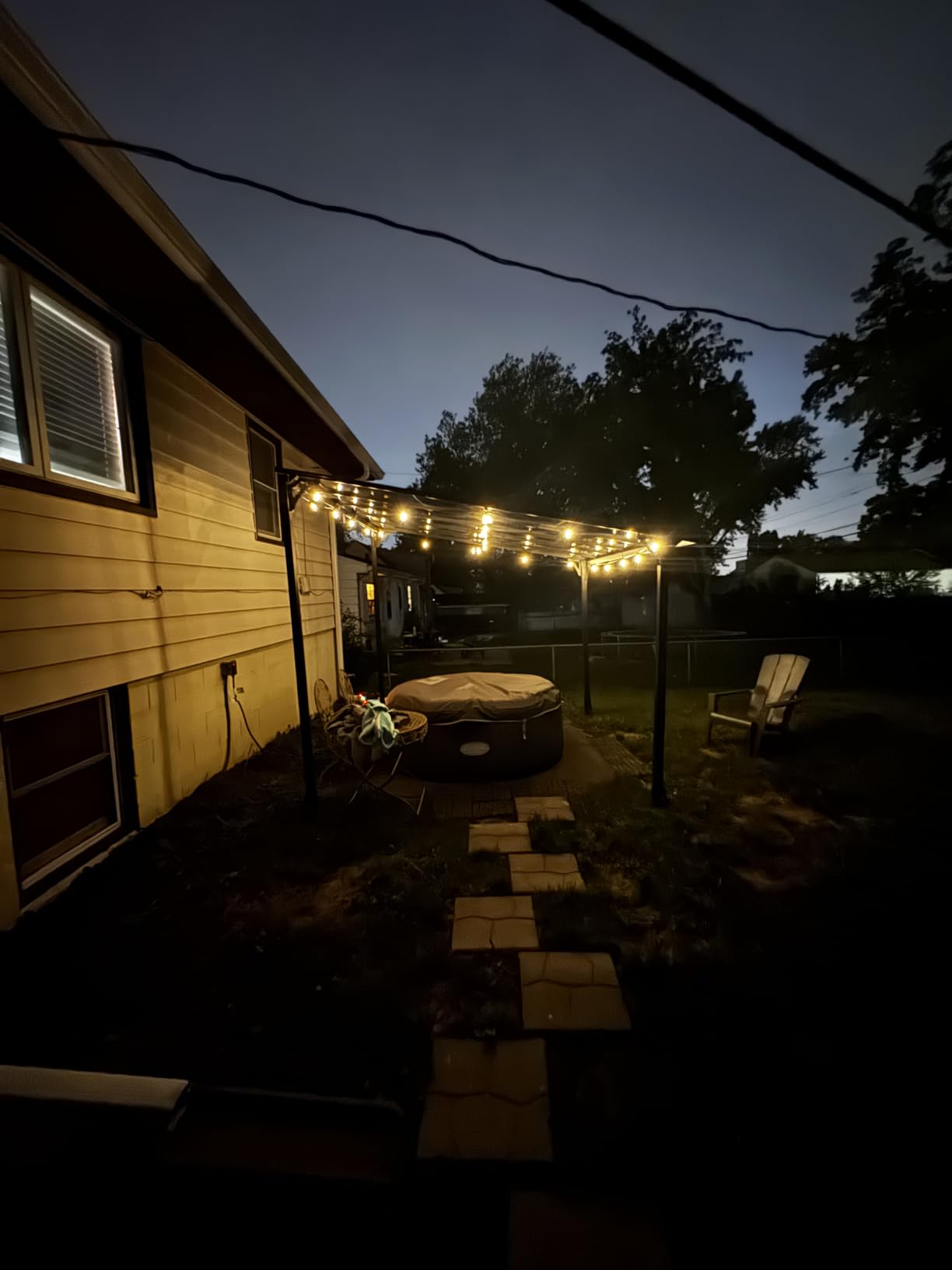 addlon 52(48+4) Ft Solar String Lights Waterproof,Patio Lights Solar Powered with Remote & USB Port 16+1 LED Shatterproof Bulbs 3 Light Modes, Dimmable Solar Light for Camping Backyard Garden customer photo 2