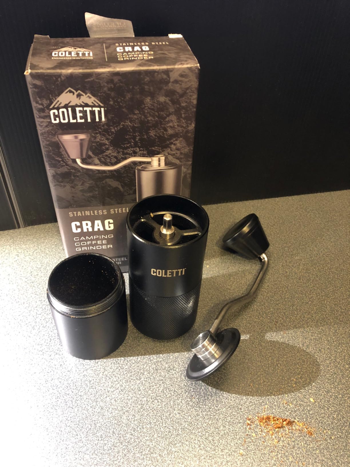 COLETTI Crag Manual Coffee Grinder - Hand Coffee Grinder - CNC Burr Precision Hand Grind, Heavy Duty for Travel, Camping, Hiking & Adventure - Includes Brush [Black Coat] customer photo 1