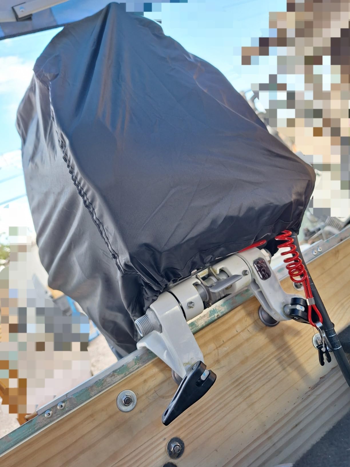 iCOVER Outboard Motor Covers, Trailerable Full Boat Engine Cover Waterproof Heavy Duty Oxford Fabric with Zipper, Fits 175-225HP Motors customer photo 2