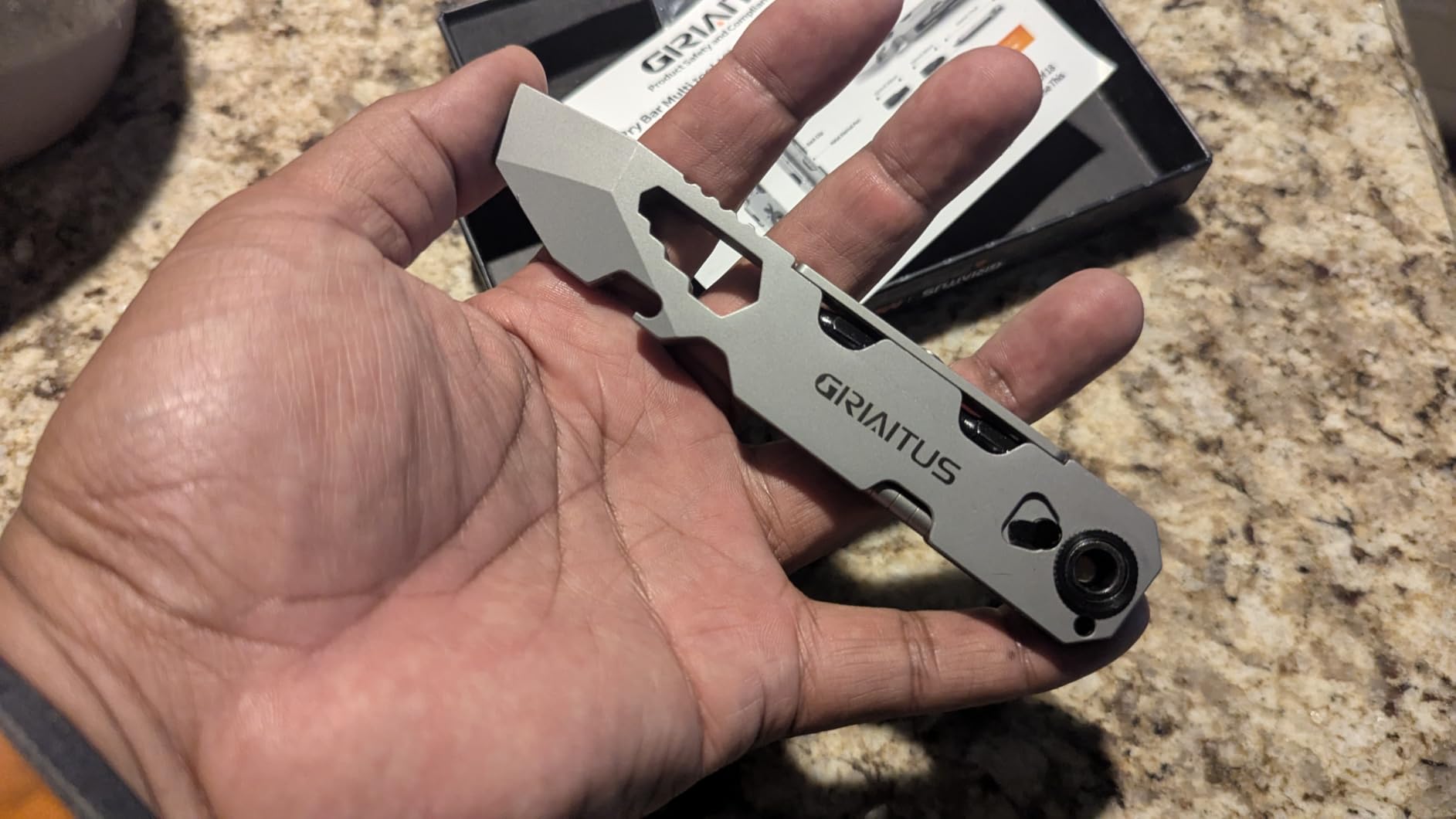 EDC Pry Bar Multitool with Bi-Directional Ratchet Screwdriver & Everlasting Pen, Wrenches, Crowbar, Bottle and Box Openers - Your Versatile Companion for Everyday Carry and Camping Accessories customer photo 2