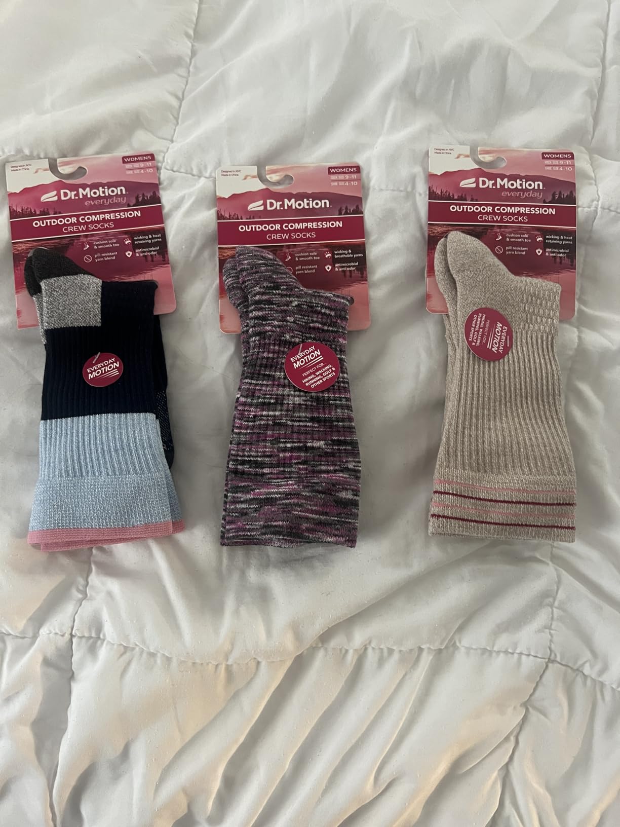 Dr. Motion Compression Crew Socks For Women Outdoor Hiking Walking With Enhanced Cushion And Breathable Arch Support 3 Pairs customer photo 1