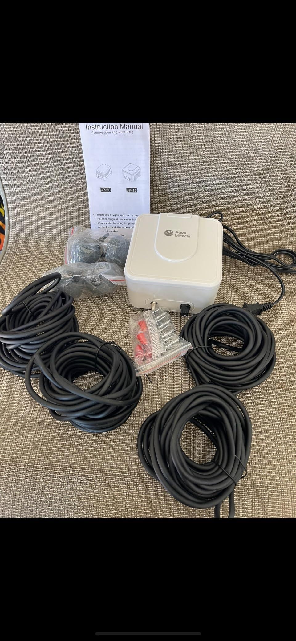AquaMiracle All-in-One Koi Pond Aerator for Outdoor Ponds up to 3000 Gallons, Pond Air Pump Pond Aeration System with 4-Outlet Manifold Airline Tubing Air Stones Check Valves customer photo 2