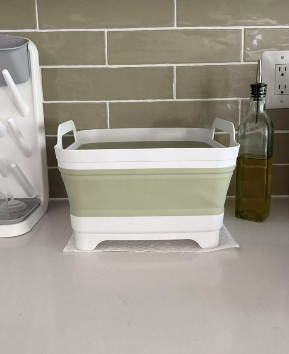 GIMWA Collapsible Wash Basin with Drain Plug - 2.4 Gallon Foldable Kitchen Sink for Baby Bottles, RV Camping, Space-Saving Dish Tub (Gray) customer photo 2