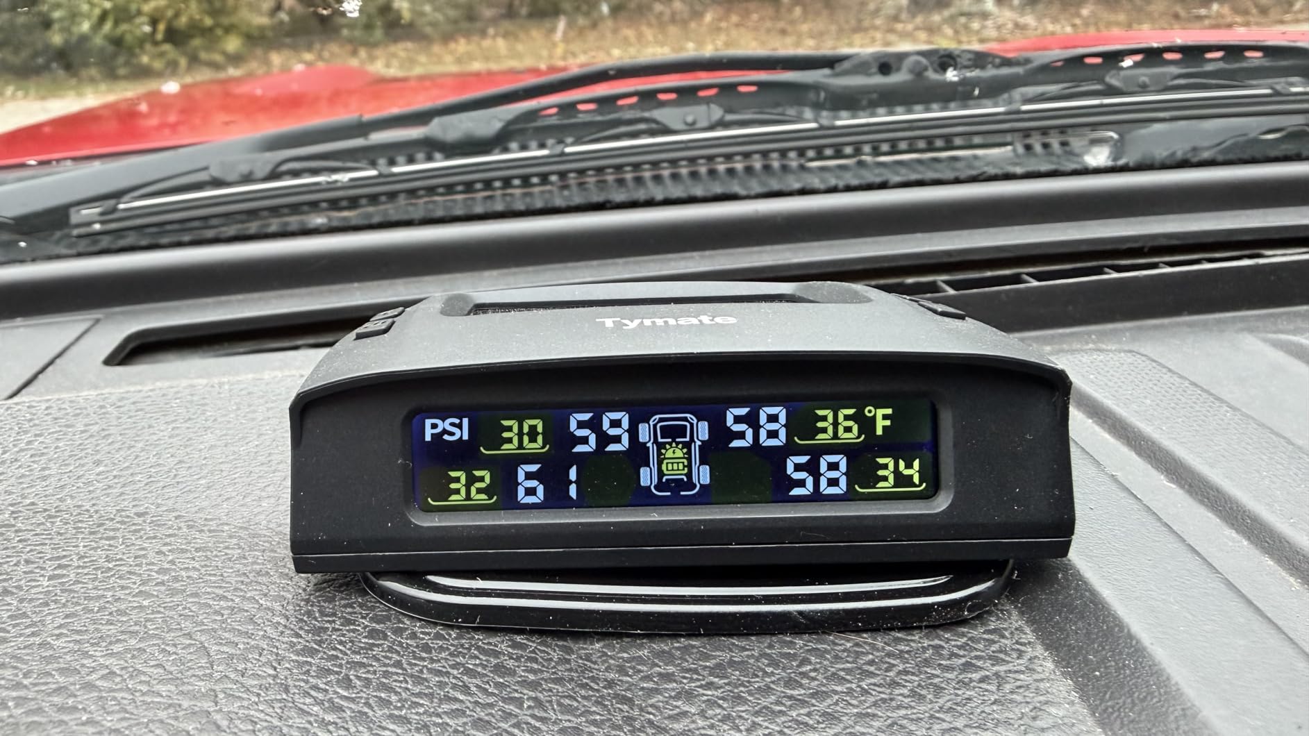 Tymate TM2 RV Tire Pressure Monitoring System, TPMS Set of 4 Sensors | Max. 10 Tires Info Monitoring, 6 Alarm Modes, 0-144PSI, Solar/USB Charge, Color LCD, For RV/Fifth Wheel/Trailer/Truck/SUV/Car customer photo 1