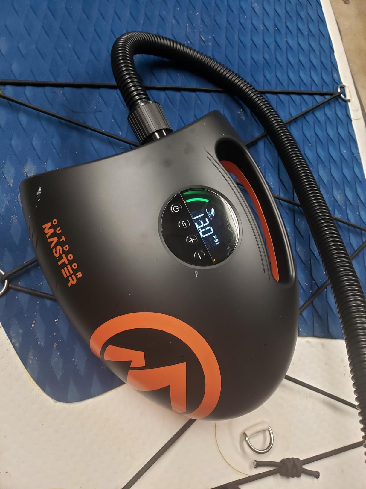 OutdoorMaster Shark 2S 88.8Wh Electric Paddle Board Pump Inflate & Deflate | 88.8Wh Rechargeable SUP Air Pump, One Charge for 6 SUPs, 12V/15.8V DC Input, Digital Display, 20PSI, Auto-Off, 8 Nozzles customer photo 1