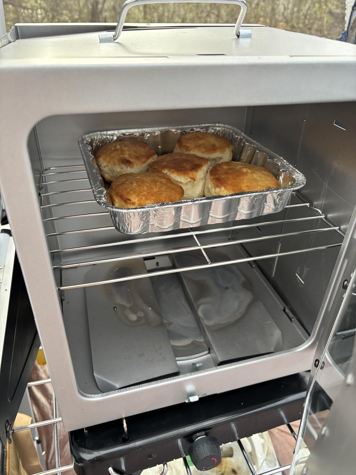 Modern Innovations Portable Camping Oven, Folding Camping Stove for Baking Cinnamon Rolls, Breads, and Muffins, Outdoor Portable Oven for Use with Wood Burning Fire, Propane Stoves, Campers, and More customer photo 1