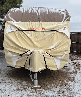 Umbrauto Travel Trailer RV Cover 24' ~ 27' - Upgraded 9-Layers Top Camper Cover, Waterproof & Windproof Heavy Duty Toy Hauler RV Cover for Winter Snow with Tongue Jack Cover, Gutter Covers customer photo 2