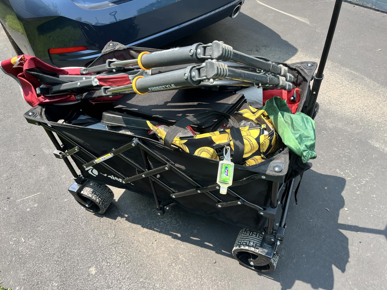 Originsure 220L Collapsible Wagon Cart Foldable, 460lbs Load Capacity Heavy Duty Folding Beach Wagons with Big All-Terrain Wheels, Utility Carts for Groceries, Shopping, Camping, Sports - Black customer photo 1
