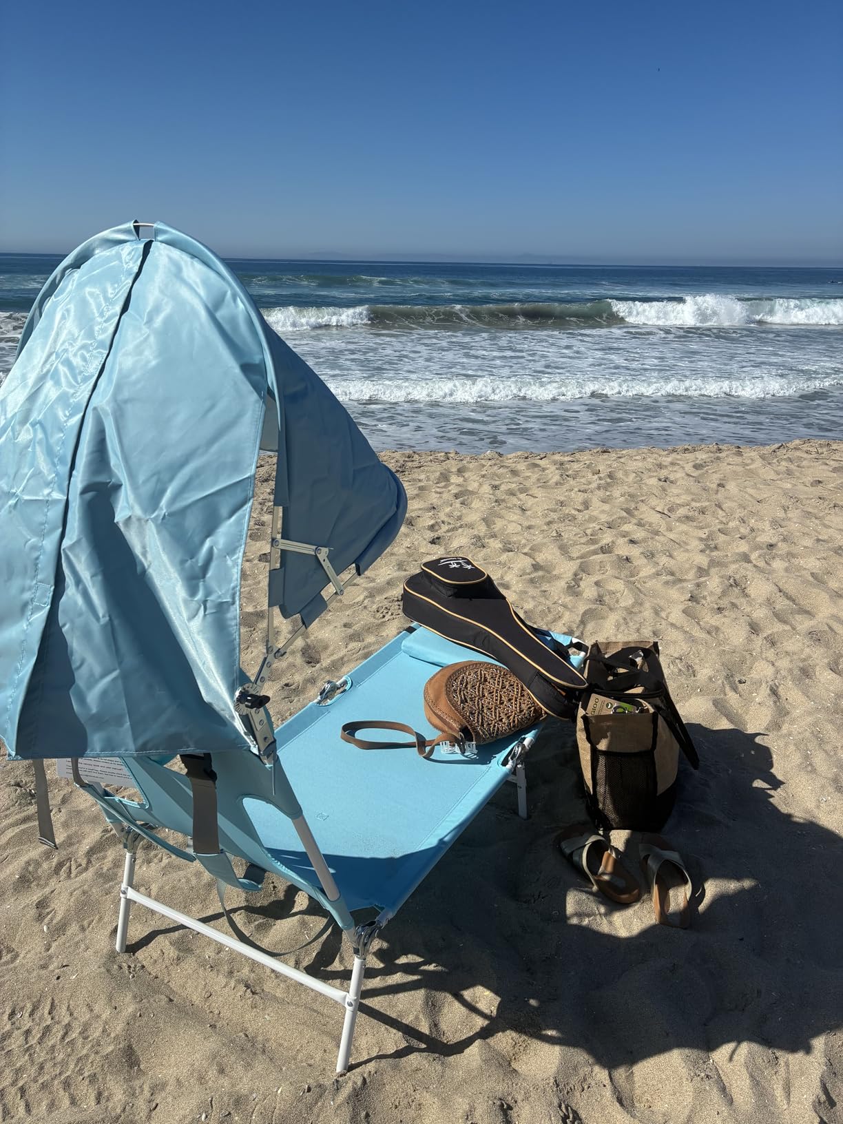 Backpack Beach Tanning Lounge Chair with Canopy Shade Face Hole Padded Adjustable Washable, 6 Position Layout Chair for Outside Sunbathing Poolside Lawn, UPF 50+ Wind-Resistant Sun Shade, Patented customer photo 1