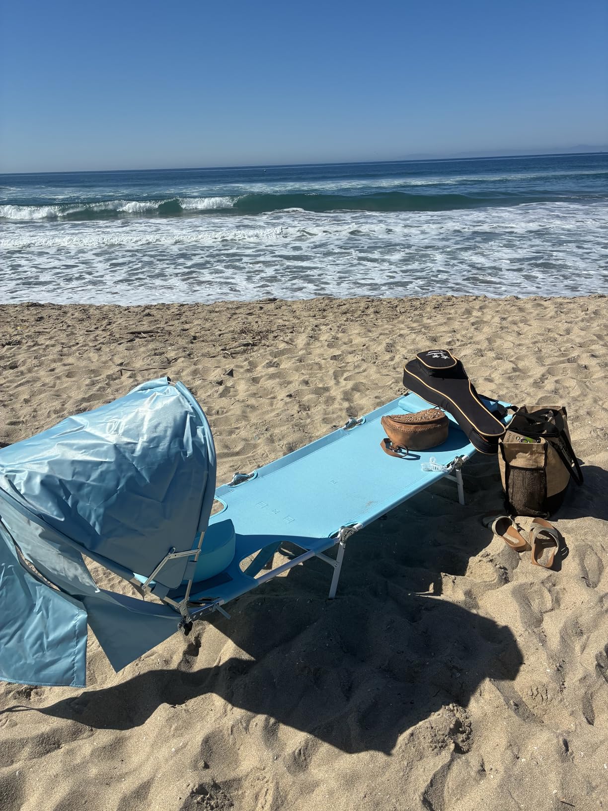 Backpack Beach Tanning Lounge Chair with Canopy Shade Face Hole Padded Adjustable Washable, 6 Position Layout Chair for Outside Sunbathing Poolside Lawn, UPF 50+ Wind-Resistant Sun Shade, Patented customer photo 2