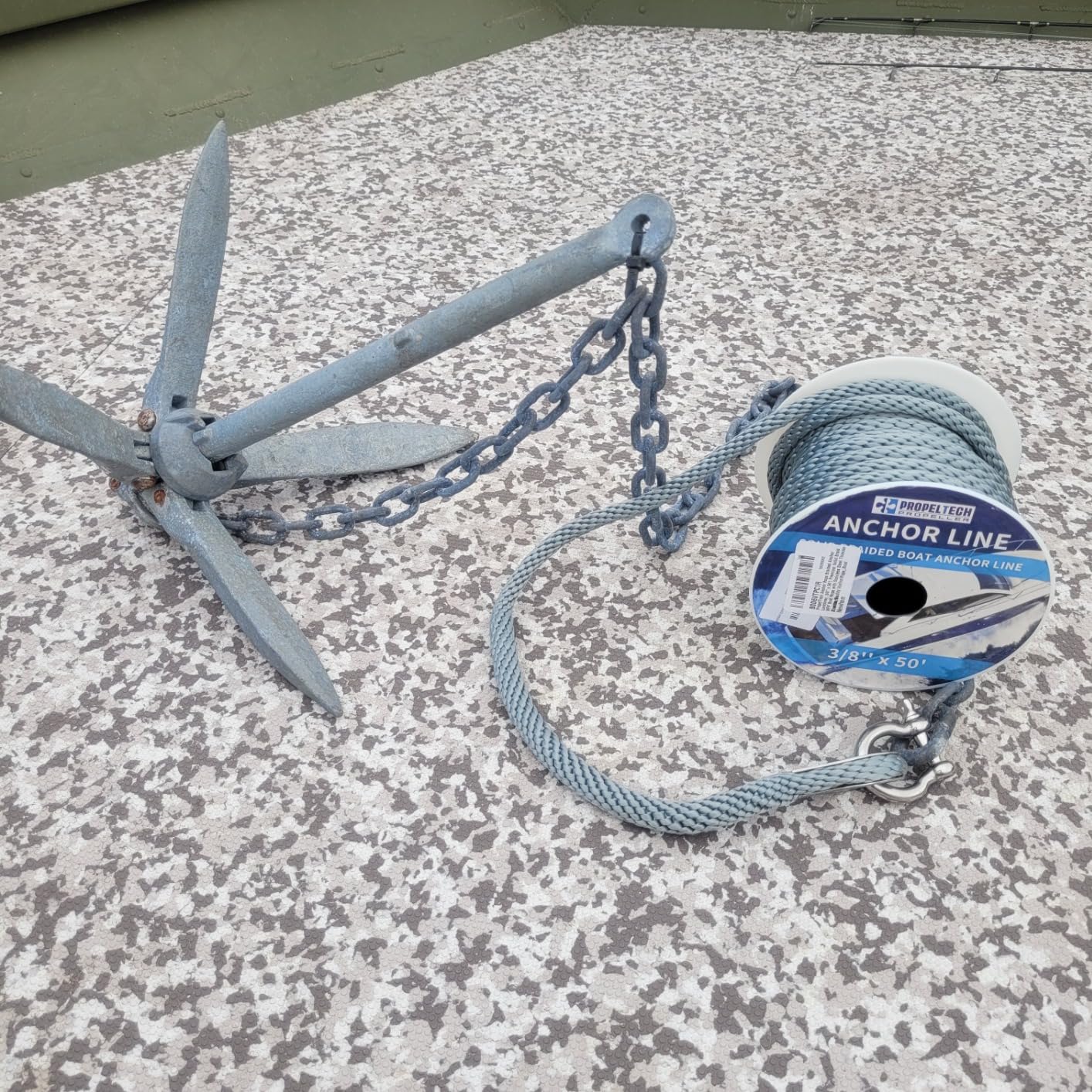 Boat Anchor Rope 3/8 inch 50ft Premium Solid Braid Nylon MFP Boat Rope with Stainless Steel Thimble & Shackle, Quality Marine Line, Grey,Boat Accessories customer photo 2