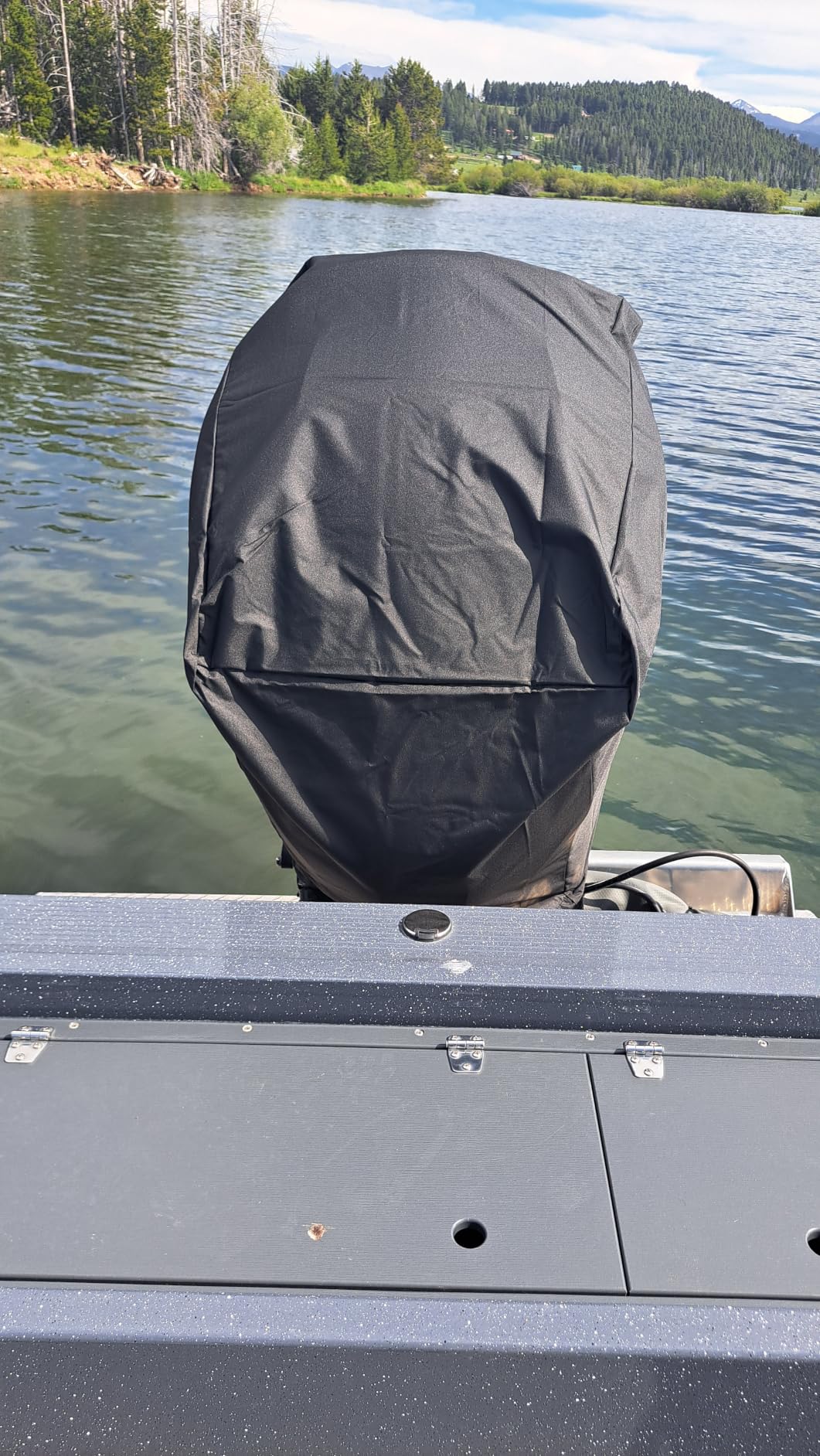 Outboard Motor Cover, 600D Boat Motor Cover Waterproof & Heavy Duty, Fade-Resistant Boat Engine Cover - Fit for Motor 115-225 HP, Black customer photo 1