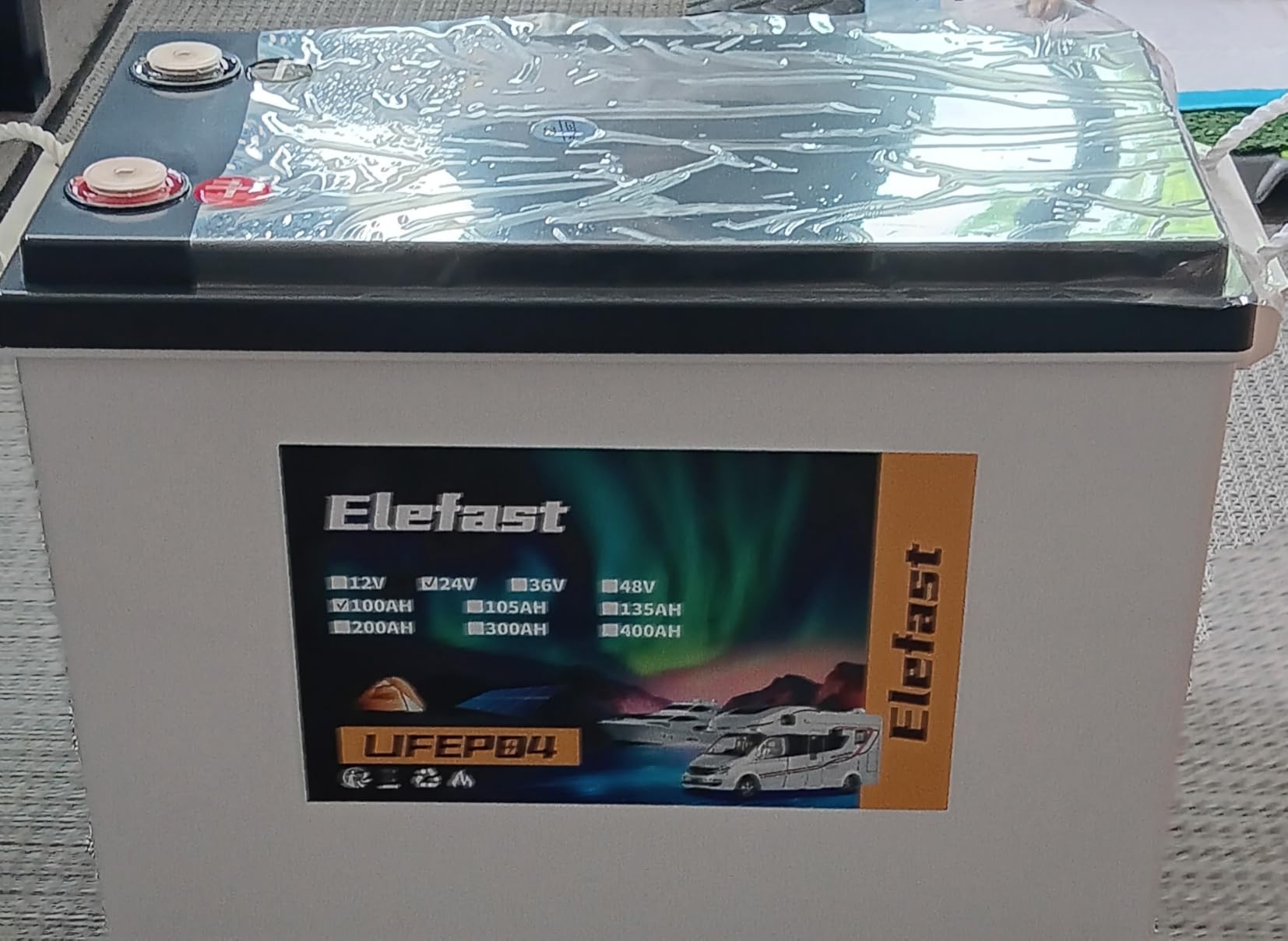Elefast Lifepo4 Battery 100AH 24V Lithium Battery Built-in 100A BMS | Motors for 28-86lb Thrust, Power 2560w, 10000 Deep Cycle, for 24V Trolling Motors, Marine, RV, Boat, Solar System Home Storage customer photo 2