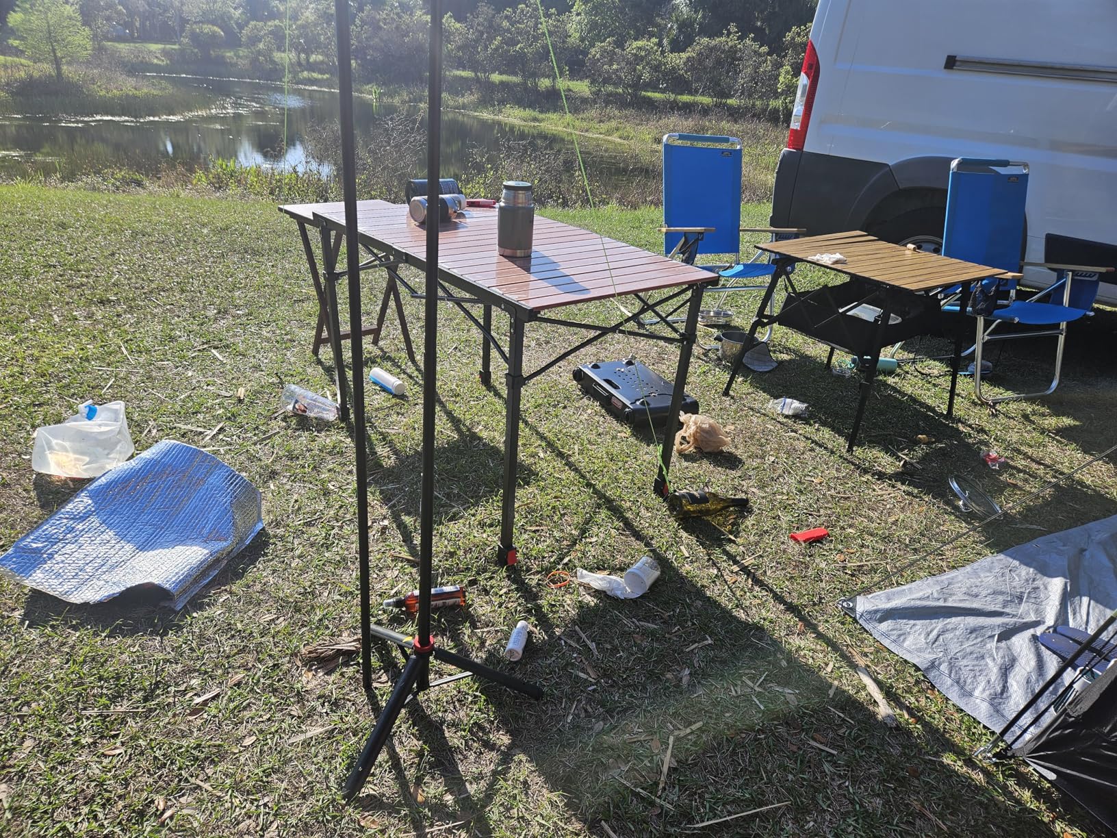 Portable Outdoor Adjustable Height Camping Table, Large for 2-6 Person | Foldable Roll-up Aluminum Camp Table with Carry Bag for Picnic, Camp, RV & Travel, Sturdy, Stable, Loads 220 Lbs customer photo 2