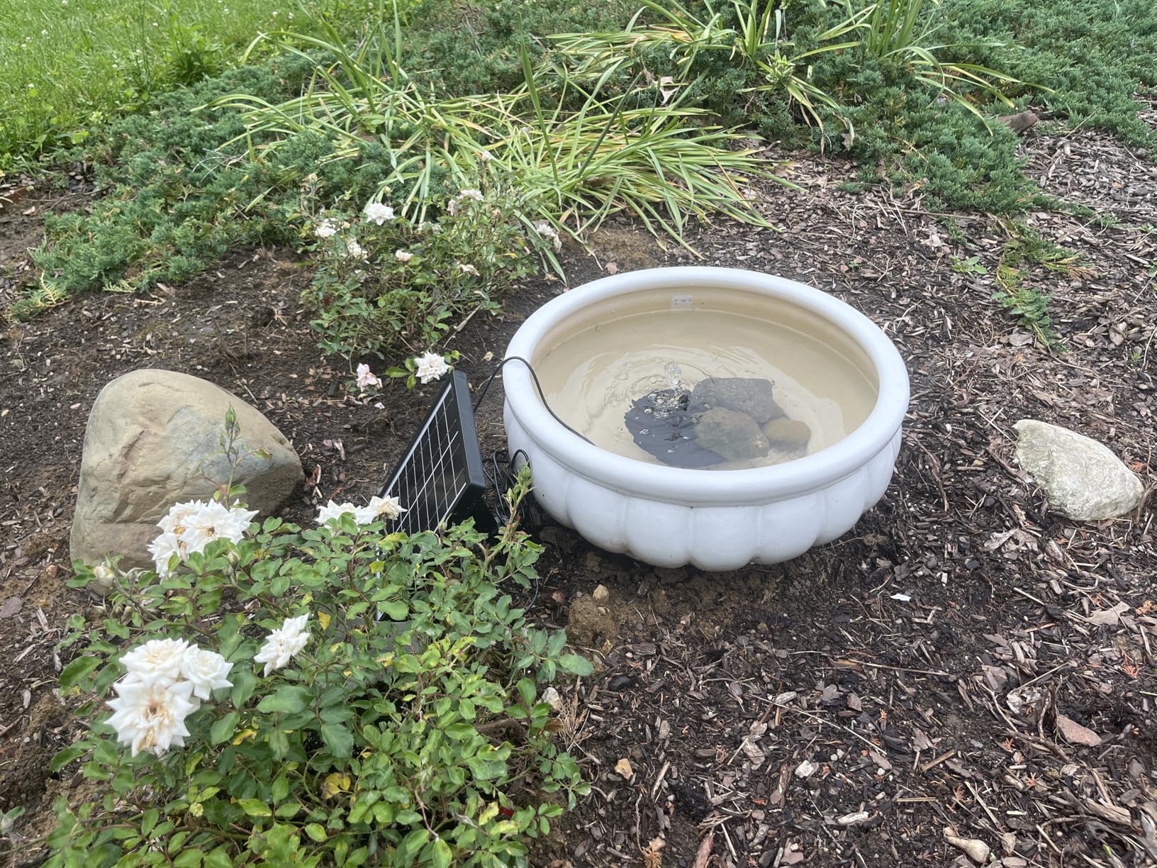 6.5W Solar Fountain Pump for Bird Bath Built-in 3000mAh Battery Backup, DIY Solar Water Fountain with Double-Layer Nozzles & Dry-Run Protection 5Ft Tubing for Ponds, Bird Bath, Water Features customer photo 2