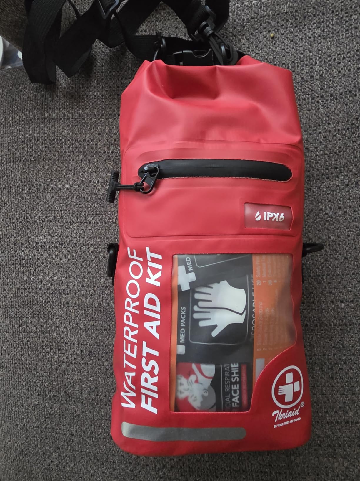 250 PCS Waterproof First Aid Kit, Roll Top Reflective Boat Dry Bag Bug Out Bags, Emergency Medical Kit Ideal for Boating, Camping, Fishing, Kayaking, Floating, Red customer photo 2