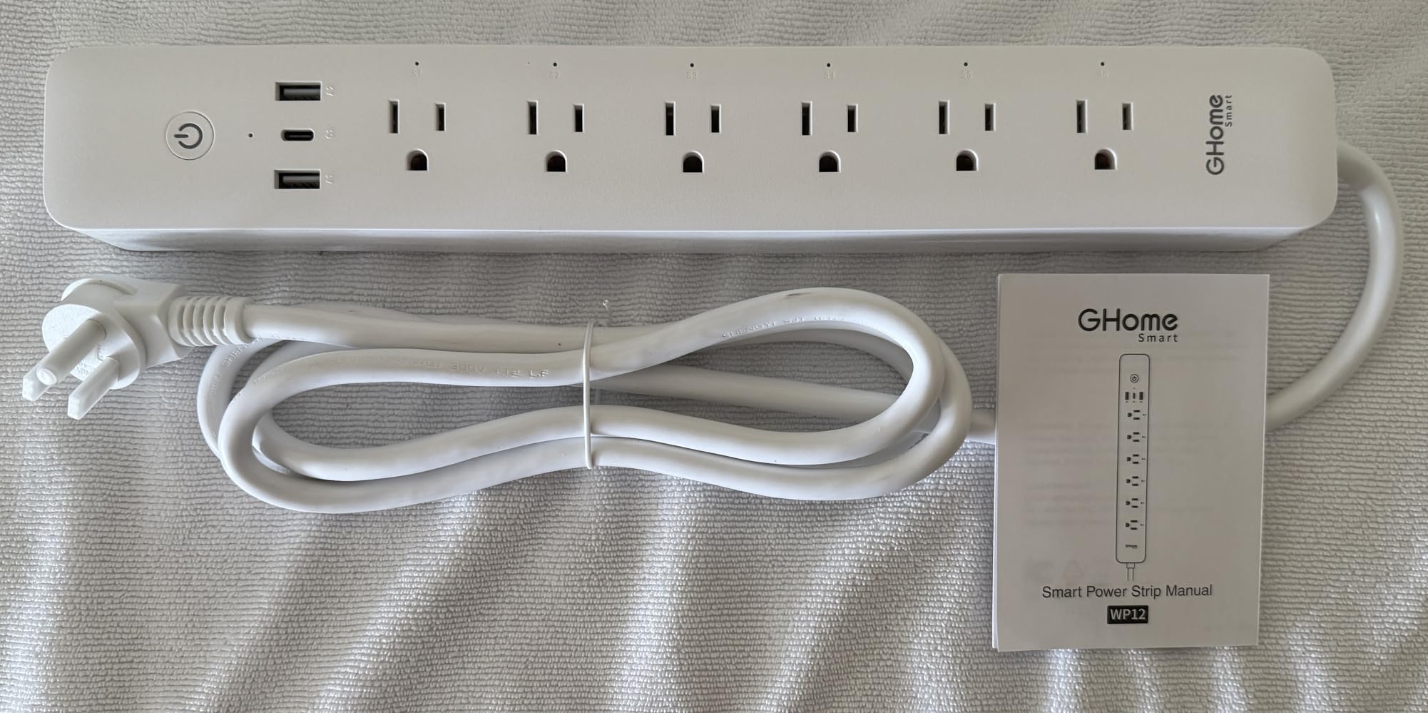 GHome Smart Plug Power Strip, WiFi Surge Protector with 6 Individually Controlled Smart Outlets, 3 USB Ports (2 USB-A and 1 USB-C), Works with Alexa Google Home, 2.4Ghz Only, No Hub Needed, White customer photo 1