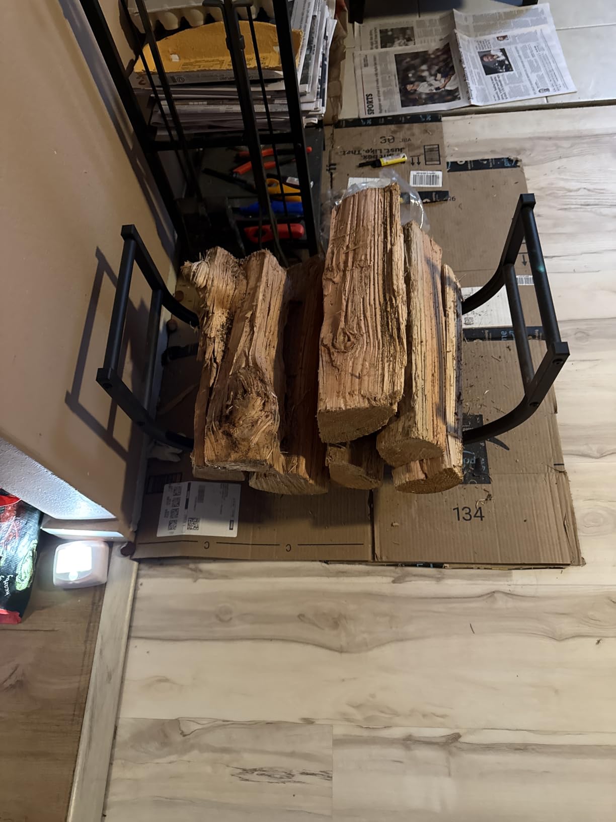 YQBRAO 32-Inch Firewood Rack, Rolling Firewood Cart with Log Carrier Bag | 800 lb Steel Firewood Holder with Rolling Wheels, Removable Carrier Bag, Rust-Resistant Frame for Fireplace, Patio & Deck customer photo 1