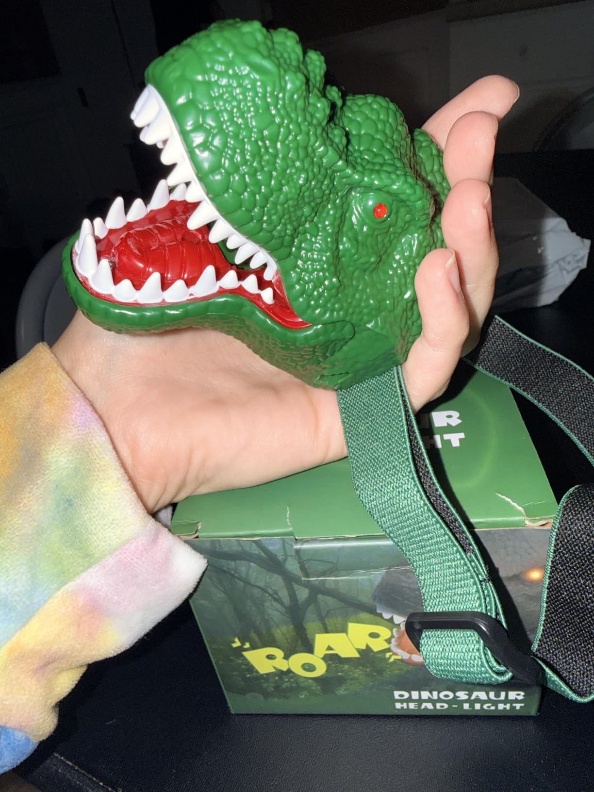 Nitigo Dinosaur Headlamp for Kids Flashlight Rechargeable Led | Dino Head Lamp Roar & Silent Mode, T-Rex Dinosaur Toys for Kids 3 4 5 6 7 8, Camping Gear, Easter Gifts for Boys Girls Adults customer photo 1