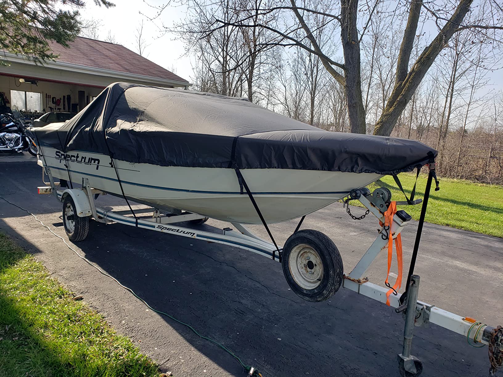 600D Outboard Motor Cover Fit Boat Engine 115-250 HP, Waterproof Heavy Duty Solution-Dyed Fabric for All-Weather Protection customer photo 2
