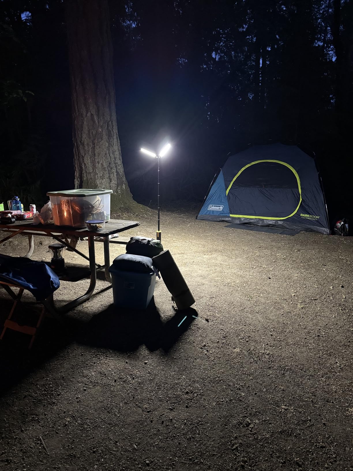 BougeRV Telescopic Camping Light T1, 15600mAh Rechargeable Lantern, Black | 5.5 ft Adjustable Height, 1000x3 Lumens, 8-102H Runtime, 270°/180° Rotation, 3 Color Modes, Honeycomb Cutout Design, Outdoor customer photo 2