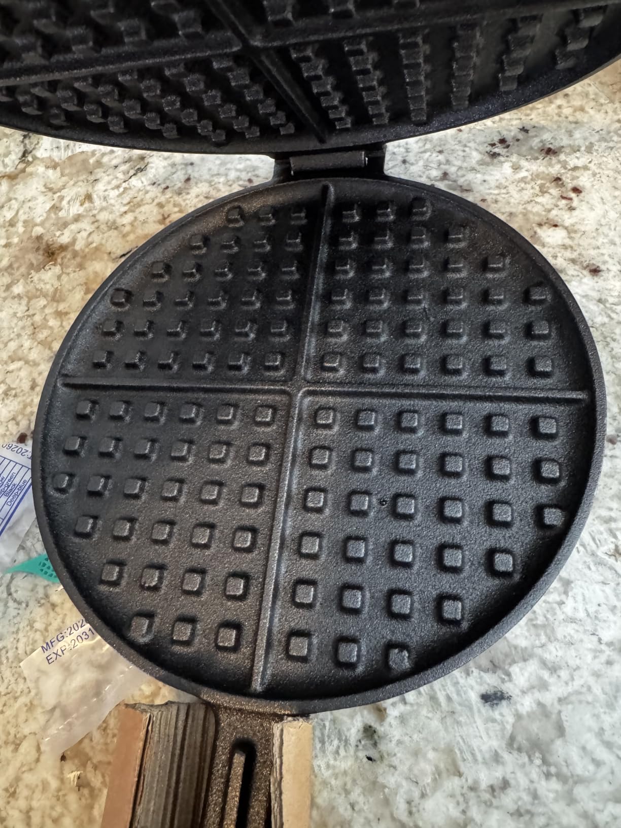DVK Cast Iron Waffle Cookware Two Piece Hinged Non Electric Waffle Iron for Stovetop or Grill Makes Round Waffles Design Waffle Pan (8 IN) customer photo 2