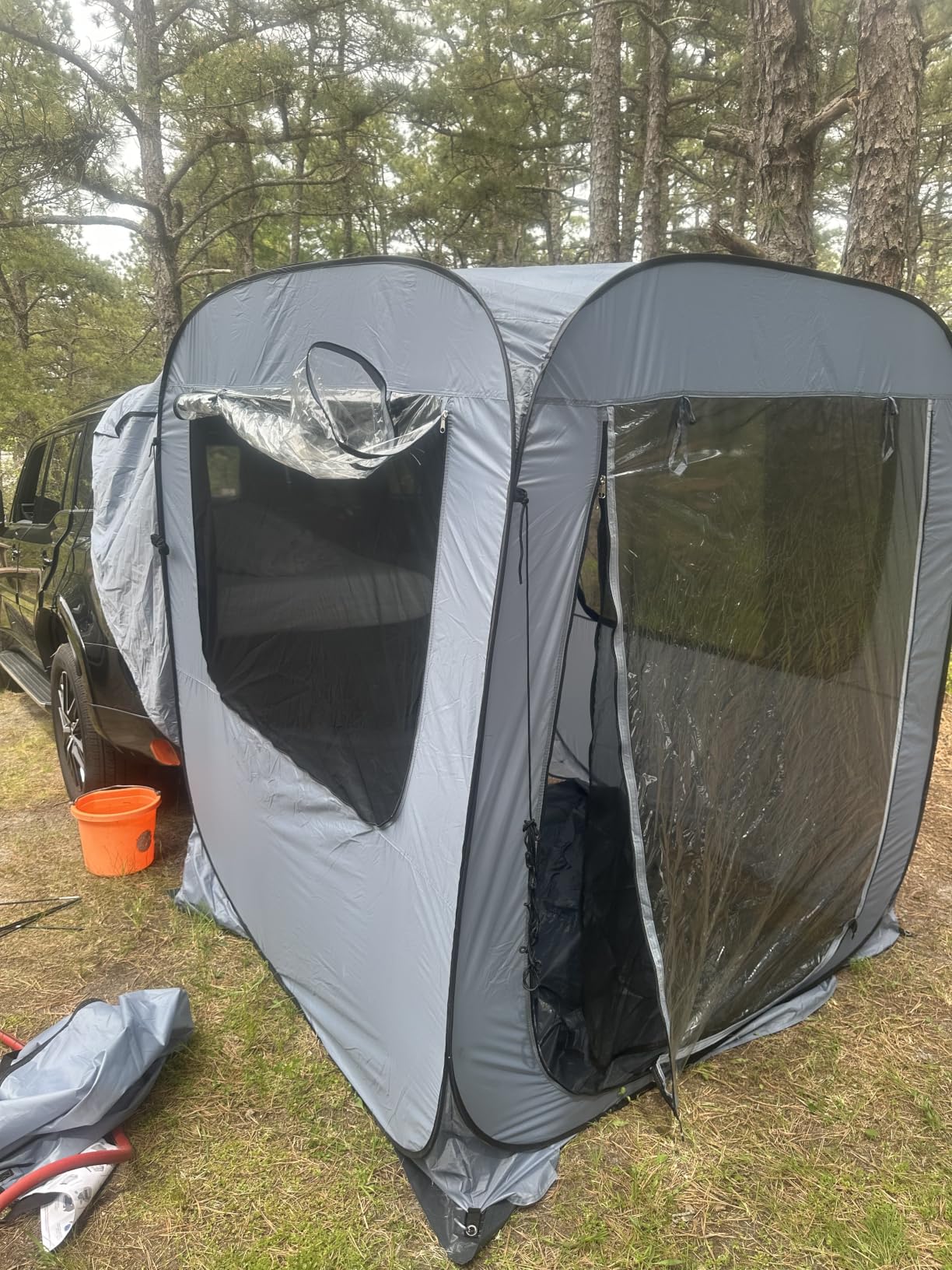 Alvantor 5 Person Pop Up SUV Tent, 2 in 1 Car Tent & Camping Tent, Mosquito Screen Multi-functiona for Car SUV Van Camping, Includes Heavy Duty Tarp & Storage Bag, Quick Setup, 8.6'L X 8.6'W X 6.7'H customer photo 1