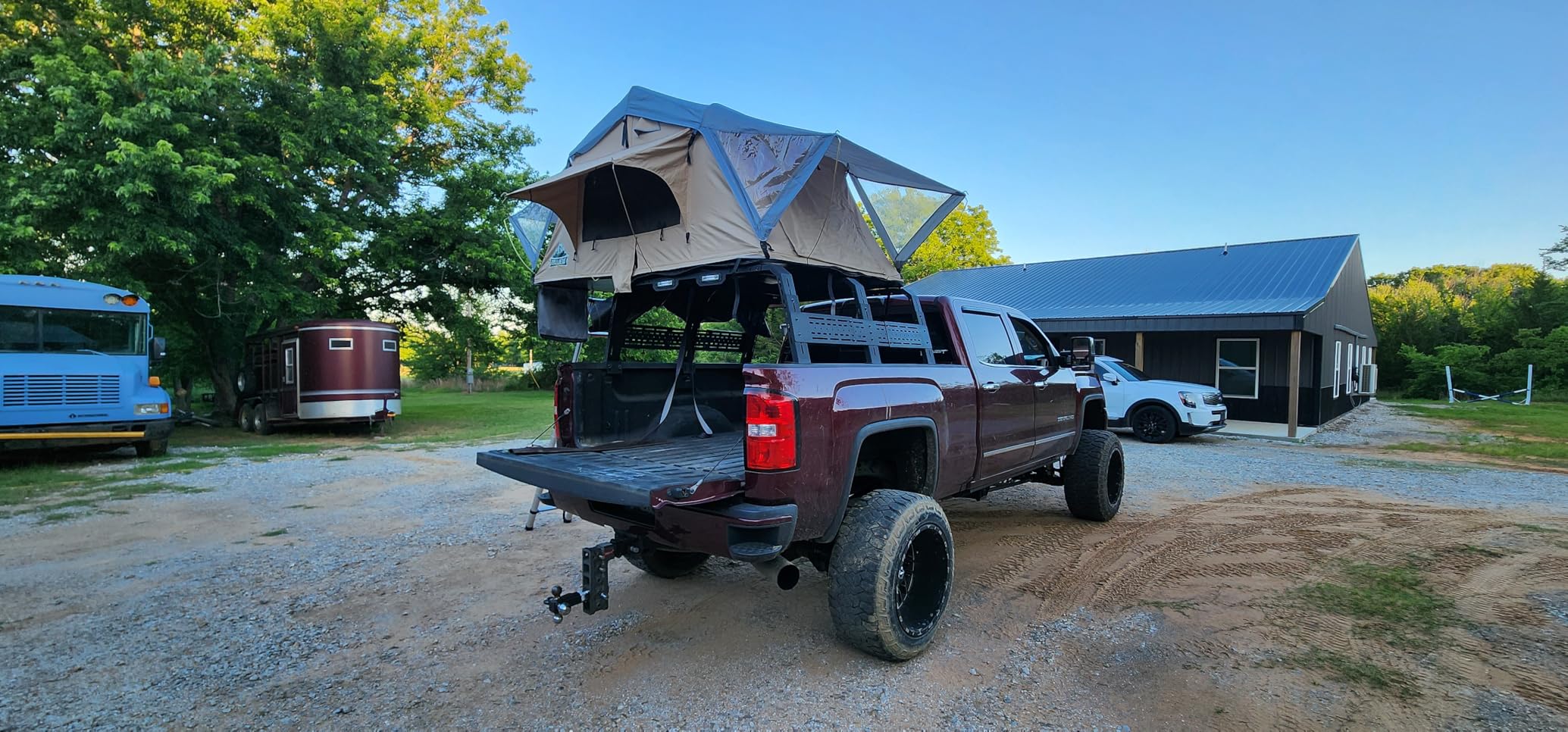 MONOKING Full-Size Truck Bed Rack Adjustable Universal for F150 F250 Raptor Lightning Silverado/GMC Sierra/Dodge Ram 1500 2500 3500 Tundra Titan Heavy Duty Cargo Racks for Rooftop Tent Camping Gear customer photo 2