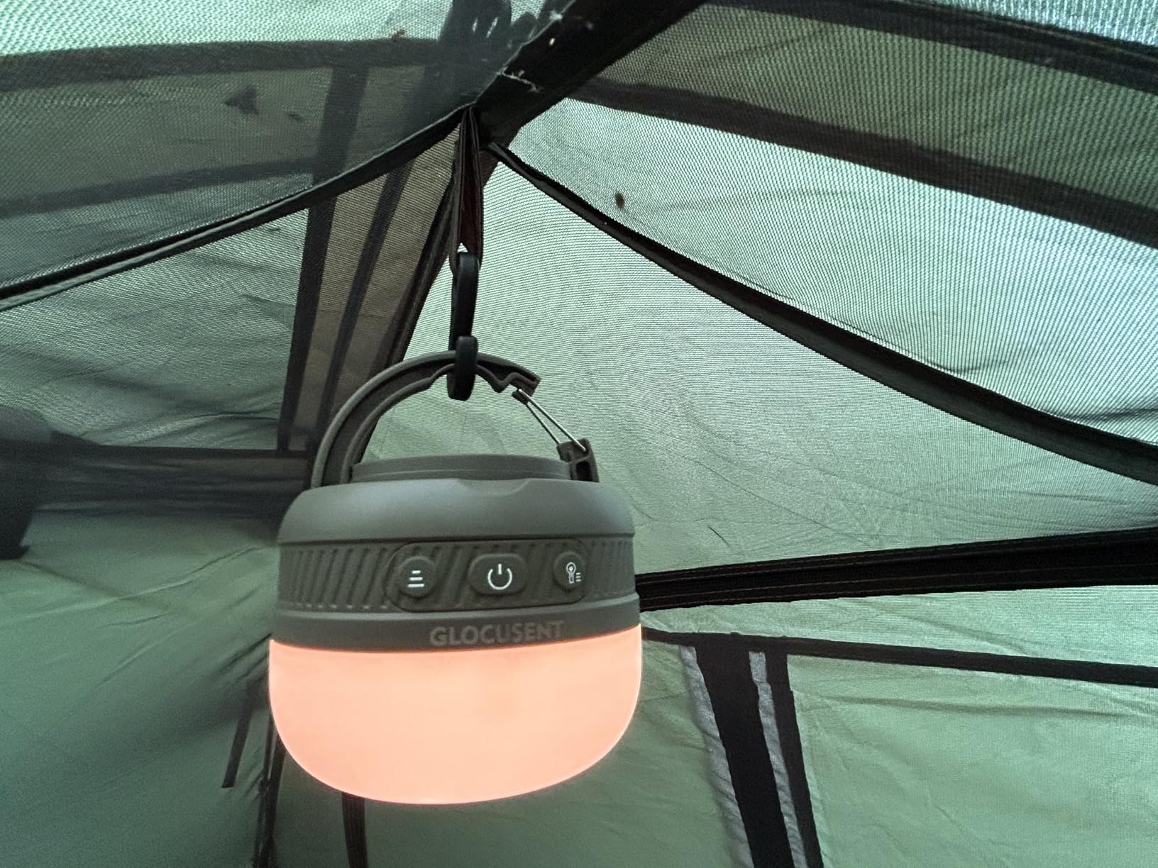 Glocusent 400H Camping Lantern, 5000mAh Rechargeable Lantern, Solar Pocket, LED Camping Lantern with 5 Brightness 3 Modes, IPX5 Waterproof, Pocket Lanterns for Power Outages, Emergency Light, Camping customer photo 2