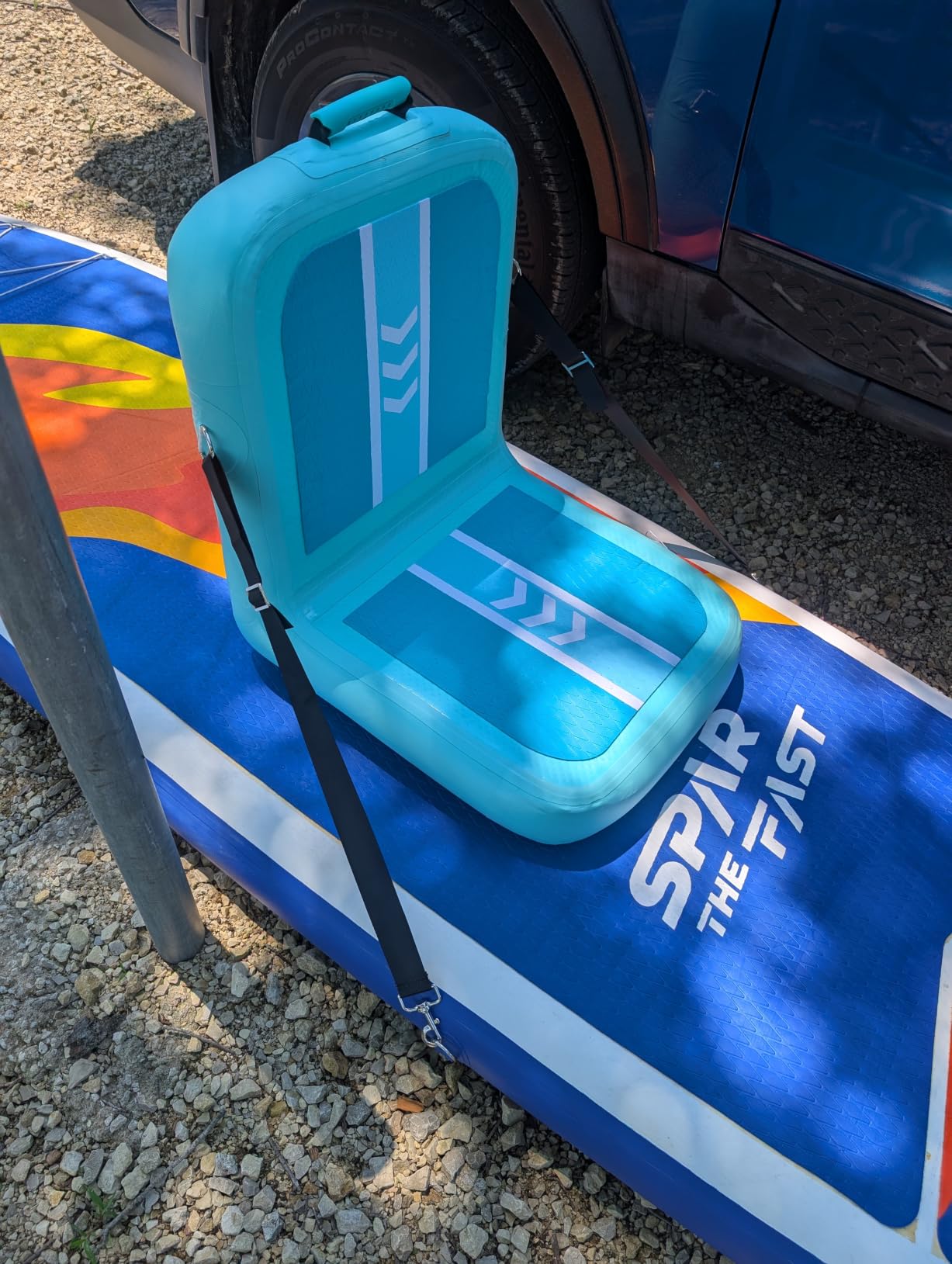 Inflatable Kayak Seat with Back Support & Mesh Storage Bag, Adjustable Paddle Board Cushion Chair for Adults, Portable Blow Up Seats for SUP Raft Canoe Fishing Boat customer photo 2