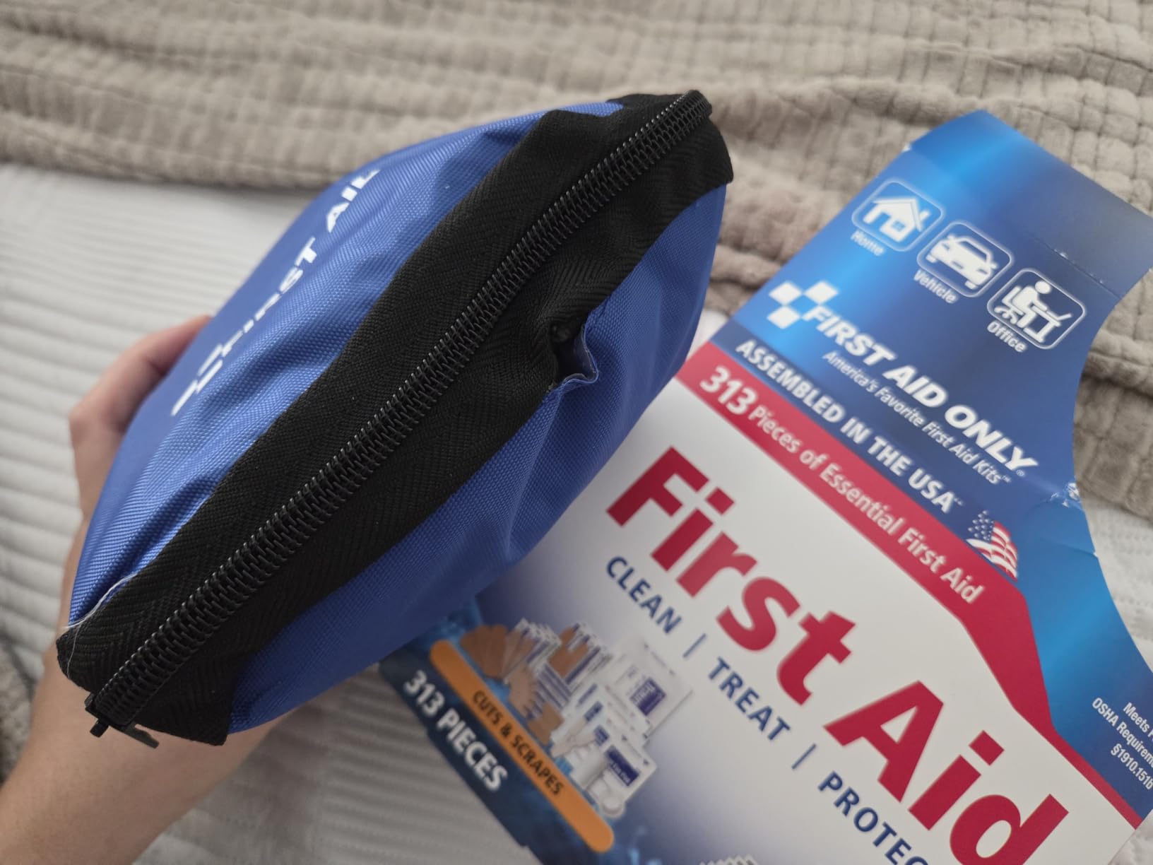 First Aid Only 298 Piece All-Purpose Emergency First Aid Kit for Home, Office, Car, Apartment, Dorm, and Camping, Travel-Friendly Compact Pouch Fits in Backpacks, Suitcases, Cabinets, and Drawers customer photo 1