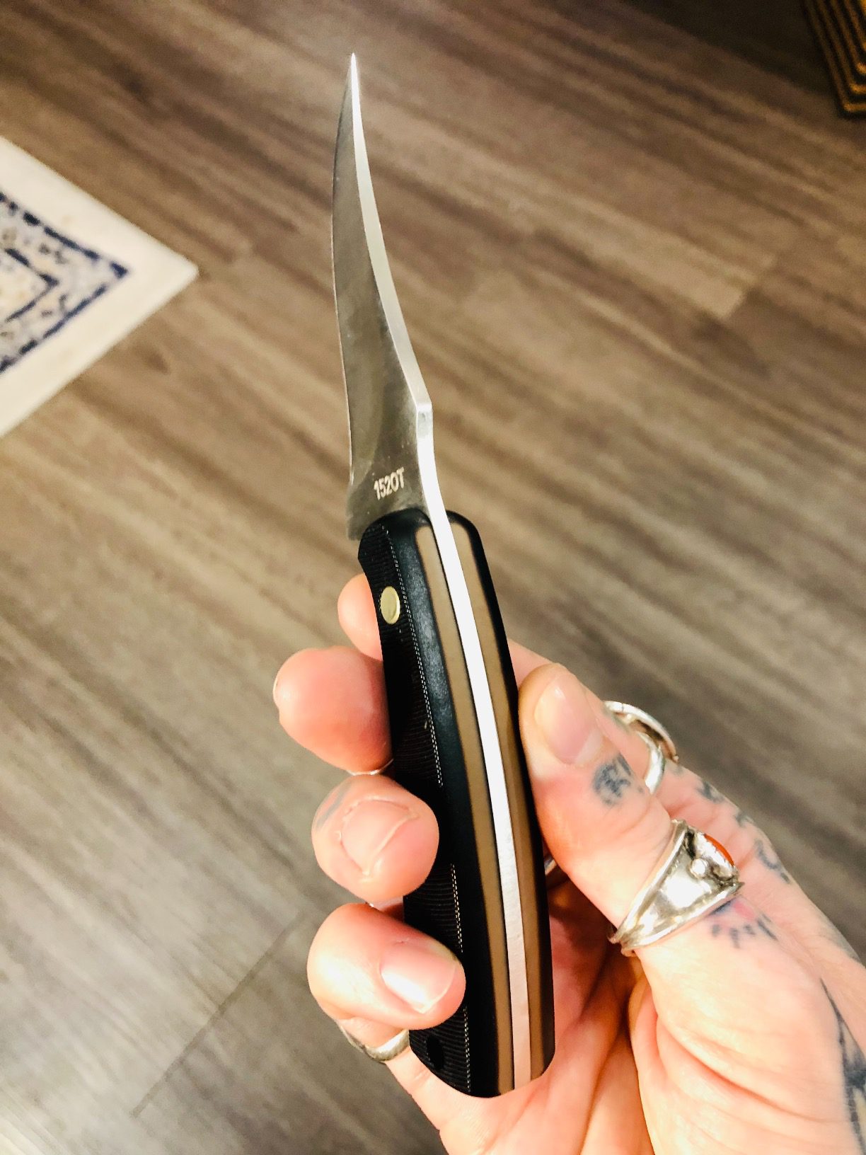 Old Timer 152OT Sharpfinger 7.1in S.S. Full Tang Fixed Blade Knife with 3.3in Clip Point Skinner Blade, Black Sawcut Handle, and Leather Belt Sheath for Hunting, Camping, Skinning, EDC, and Outdoors customer photo 2