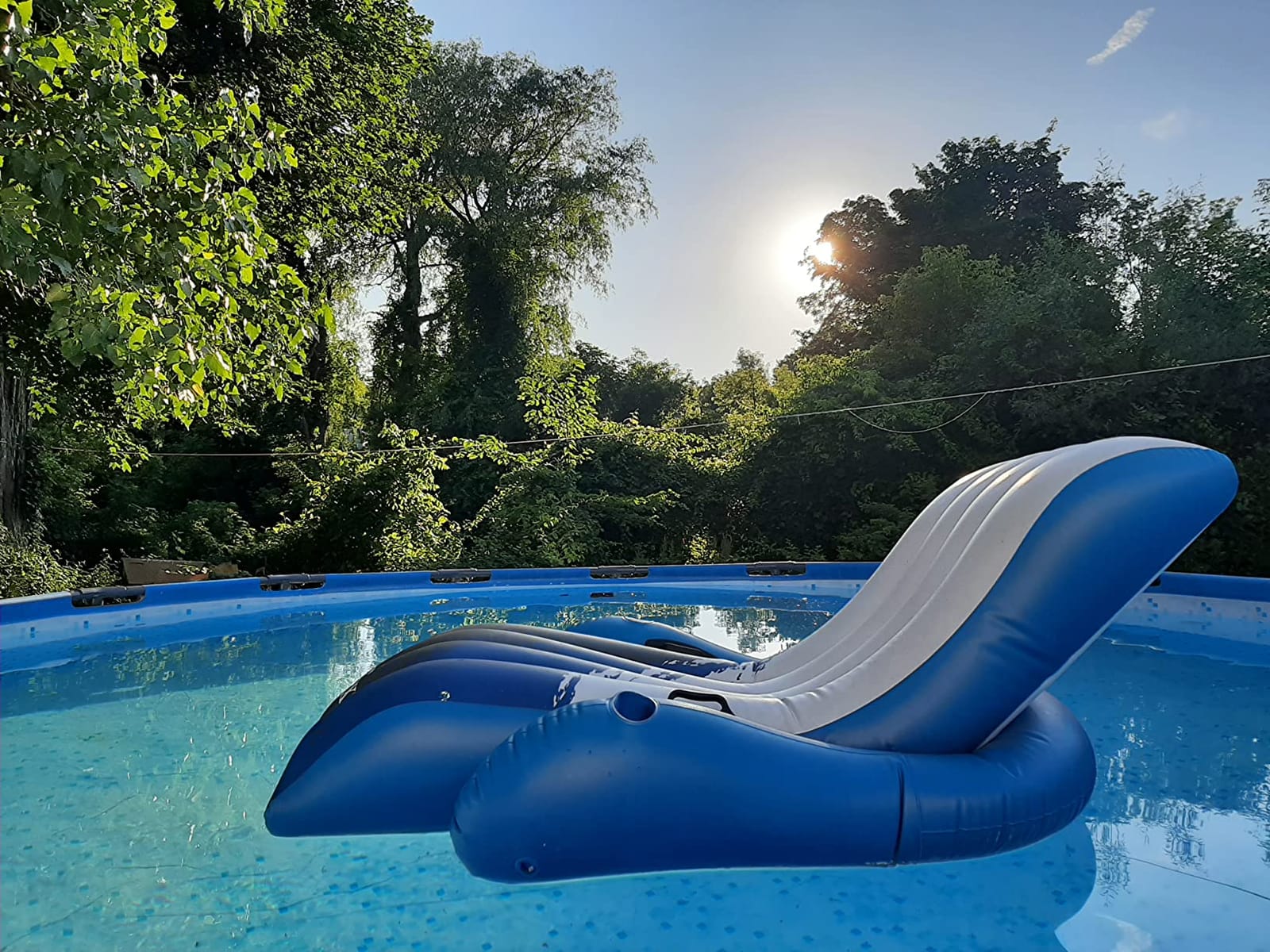 INTEX Inflatable Floating Swimming Pool Recliner Lounge Chair for Adults | 58868EP - Large Water Lounger with Countoured Backrest, Armrests, 2 Cupholders for Tanning & Relaxing customer photo 1