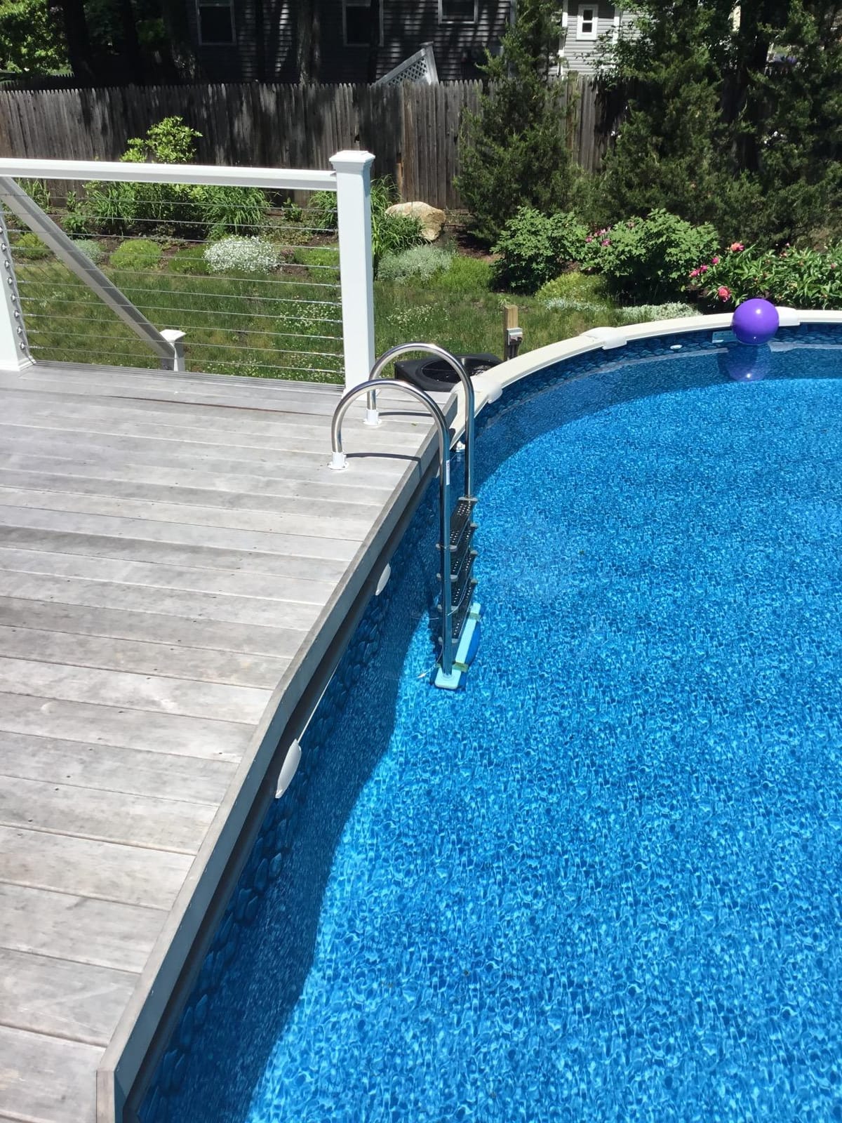 Blue Wave Premium Stainless Steel in-Pool Ladder for Above Ground Pools | 4 stainless-steel steps, resin swivel base, deck-mounted, fits pools up to 54 in, 225-lb cap, safe entry, not for saltwater customer photo 2