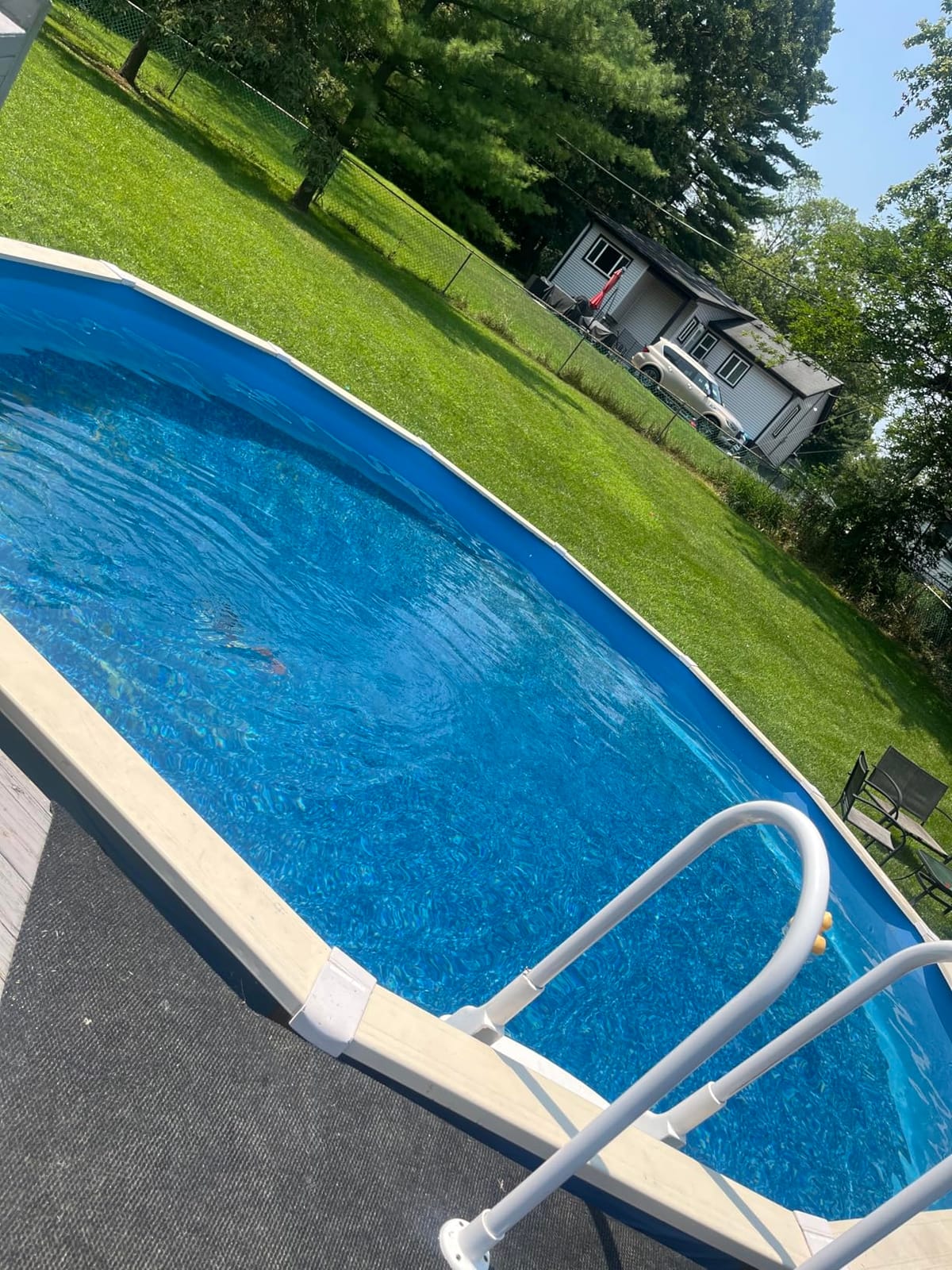 Swimline 18 Foot Round Durable Standard Gauge Vinyl Wall | Overlap Style Pool Cover Liner | for 48 and 52 Inch Above Ground Swimming Pools, Blue Swirl Bottom customer photo 2