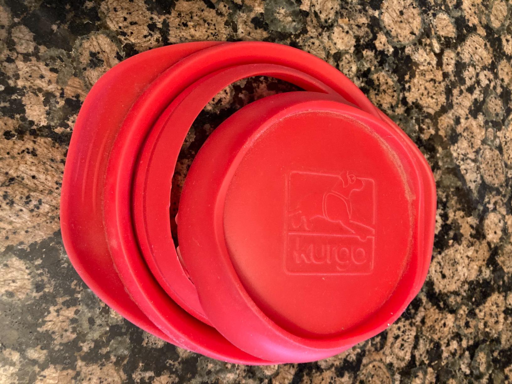 Kurgo Collaps-A-Bowl, Barn Red | Collapsible Travel Dog Bowl, Holds up to 24oz, Food-Grade Silicone, PVC & BPA-Free, Dishwasher Safe, Includes Carabiner Clip customer photo 1