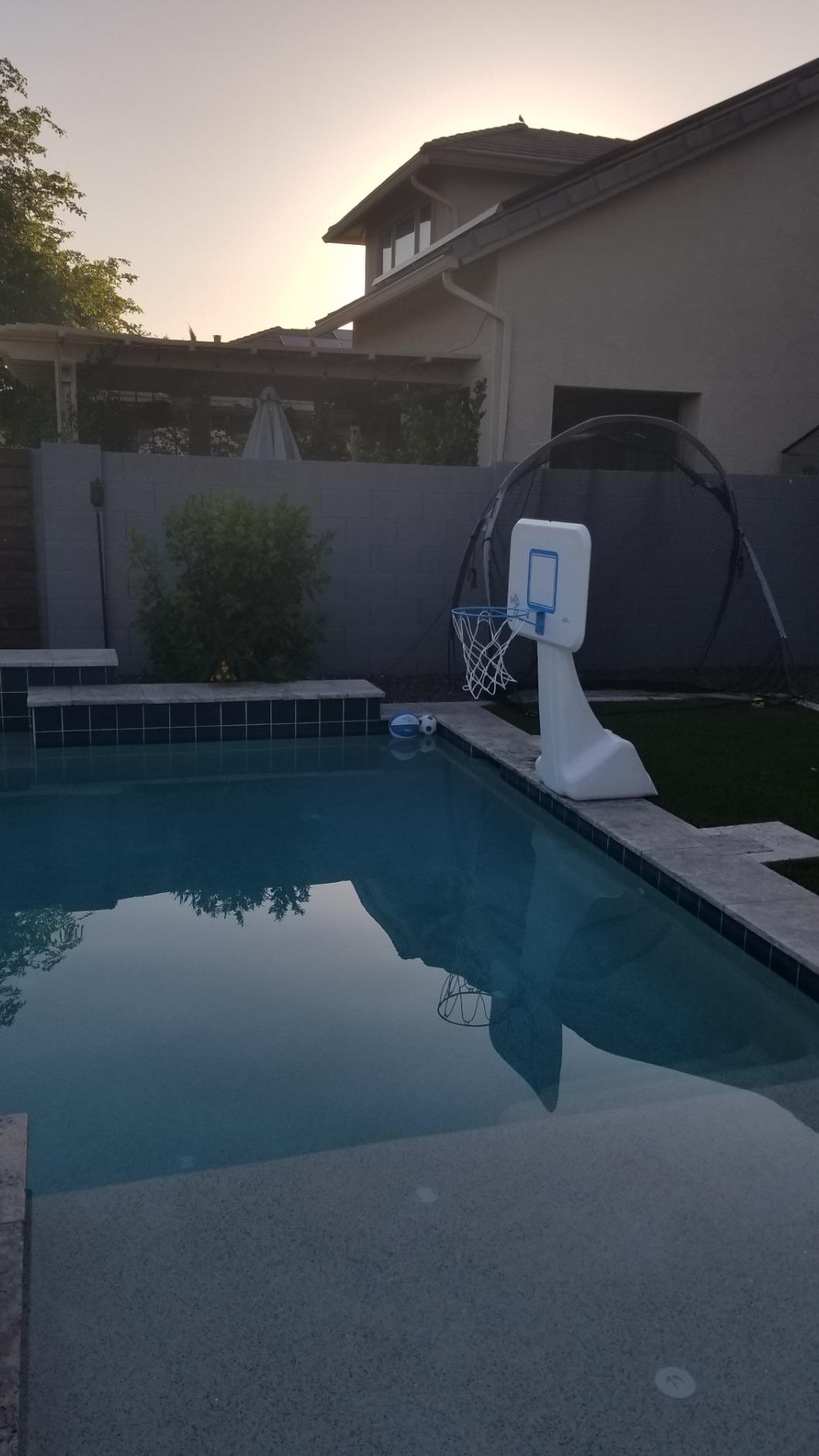 Dunn-Rite PoolSport Swimming Pool Basketball Hoop w/Ball, Base, & 13.5 Inch Stainless Steel Rim, Choose Basketball or Volleyball Combo customer photo 1