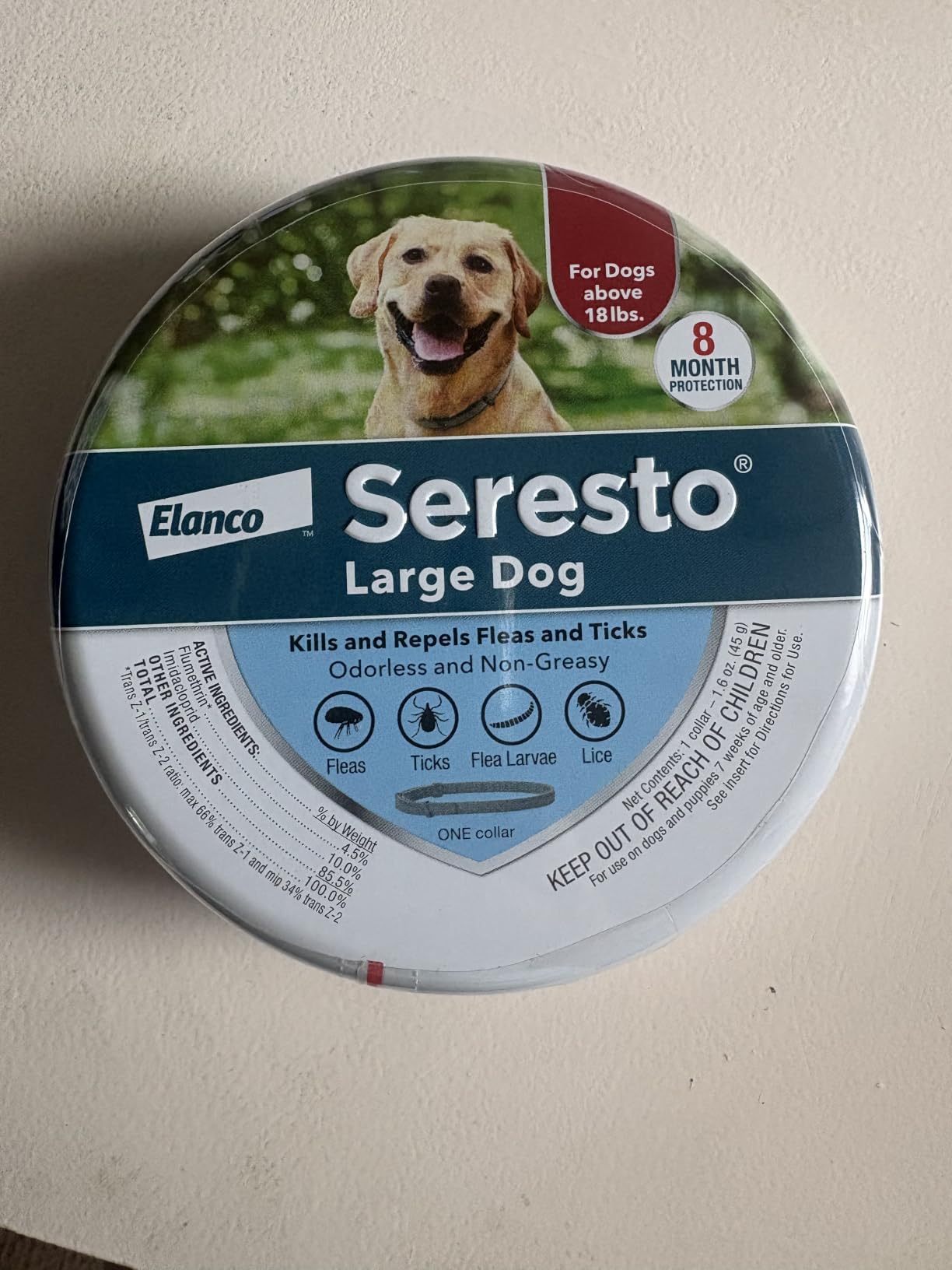 Seresto Flea & Tick Collar For Dogs Over 18 lbs., Treatment & Prevention, Vet-Recommend, 8 Month Protection customer photo 1
