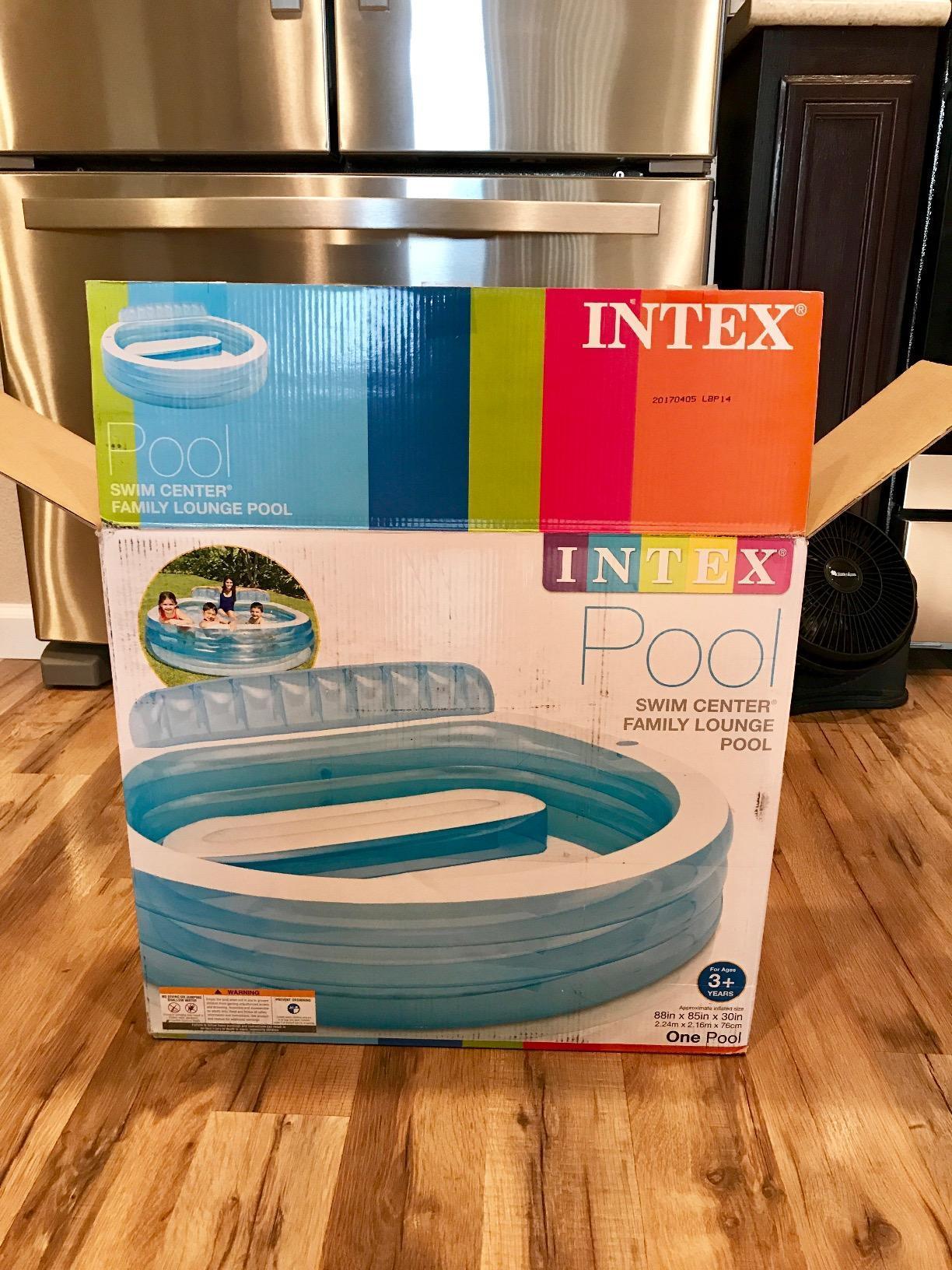 INTEX Round Family Lounge Inflatable Swimming Pool for Kids and Adults | 57190EP - Outdoor Backyard Swim Center with Built-In Bench & Drink Holders, 90in x 86in x 31in customer photo 1