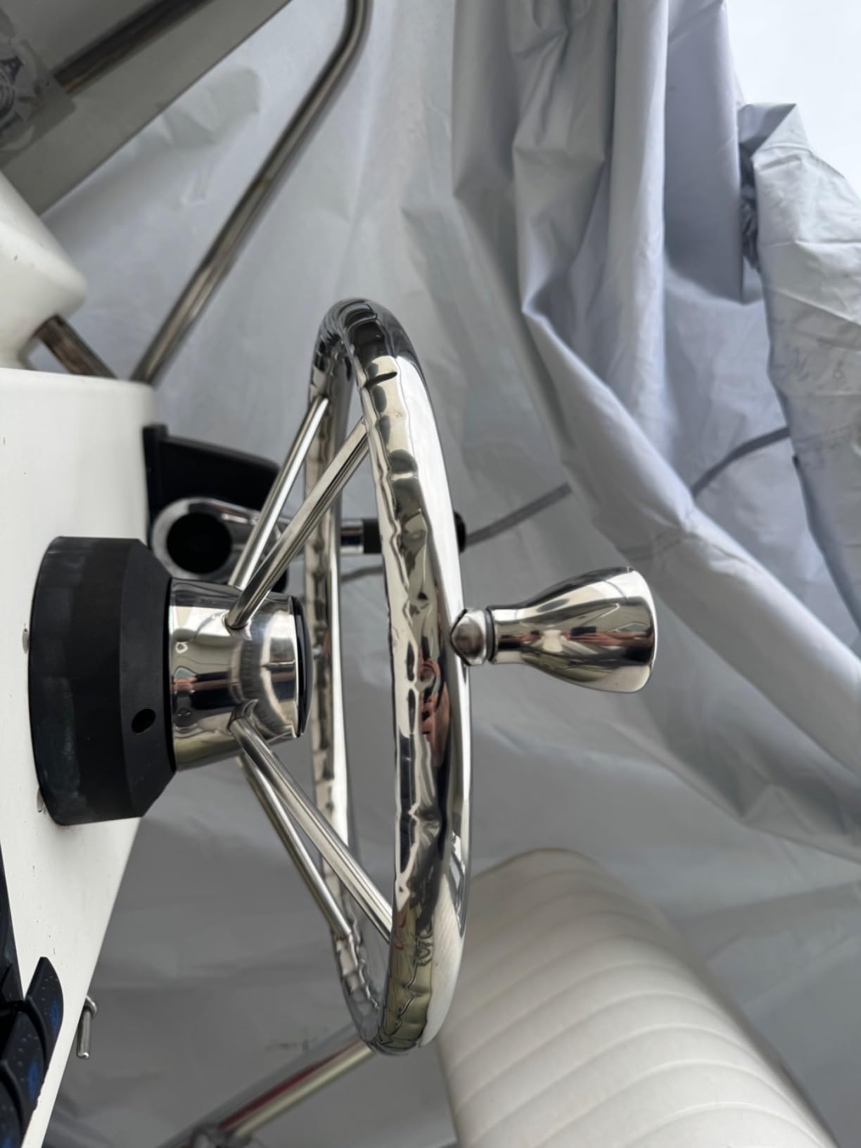 Amarine Made 5-Spoke 13-1/2 Inch Destroyer Style Stainless Boat Steering Wheel with M Size Knob - 9310SRF1 customer photo 1