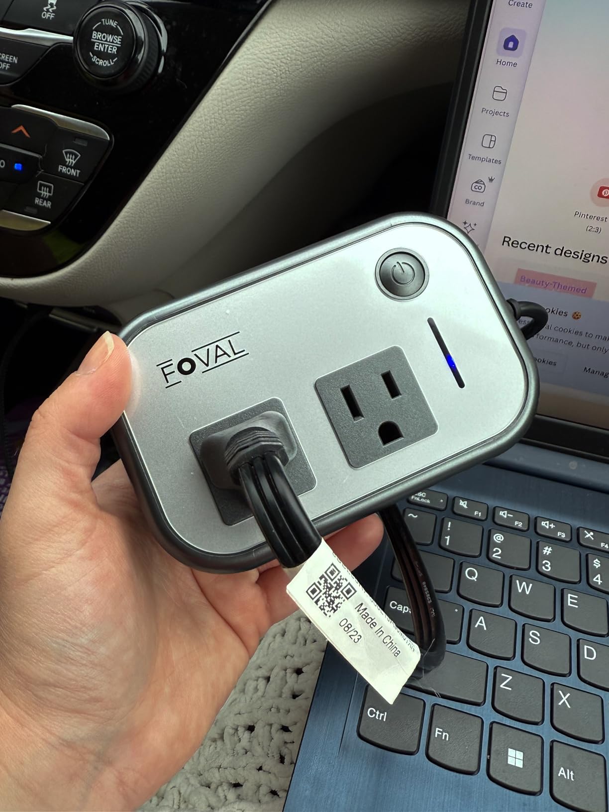 200W Car Power Inverter, FOVAL 12V DC to 110V AC Car Inverte with 4 USB Ports Car Outlet Adapter, Power Inverter for Vehicles, Car Plug Adapter Outlet for Laptop Computer Charger (Gray) customer photo 1