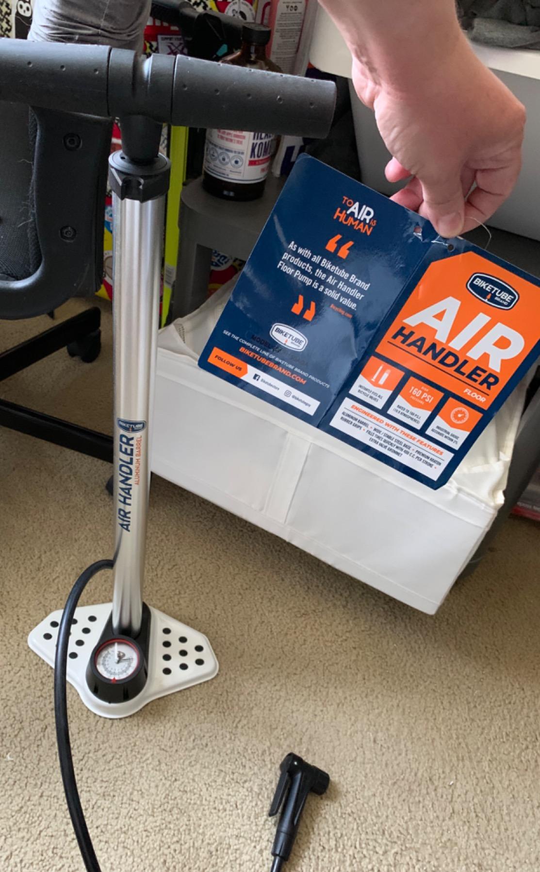 BIKETUBE Air Handler Bike Floor Pump with Industrial Gauge | High Pressure, Fits Presta & Schrader Valves, Kraton Grip, Road, MTB, Gravel, Hybrid Compatible customer photo 1
