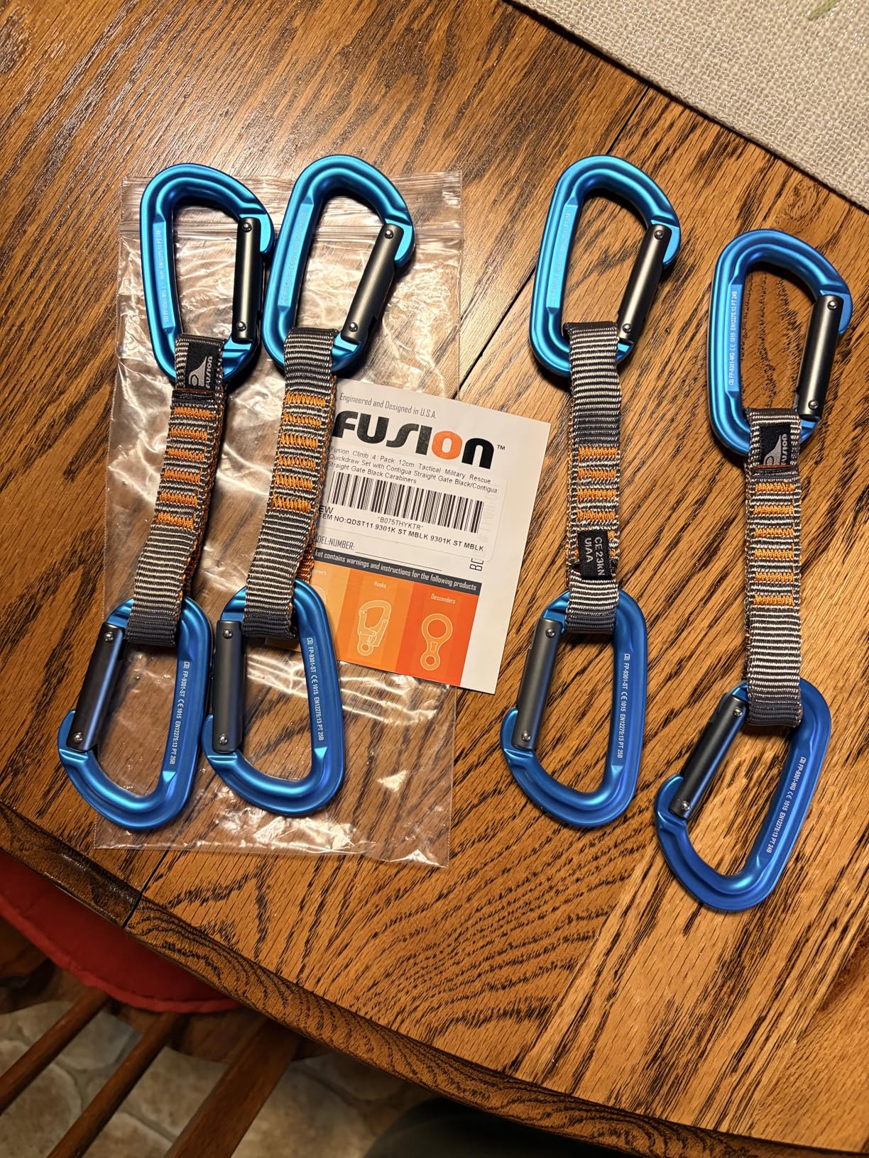 Fusion Climb 4-Pack 12cm Tactical Military Rescue Quickdraw Set with Contigua Straight Gate Black/Contigua Straight Gate Black Carabiners customer photo 1